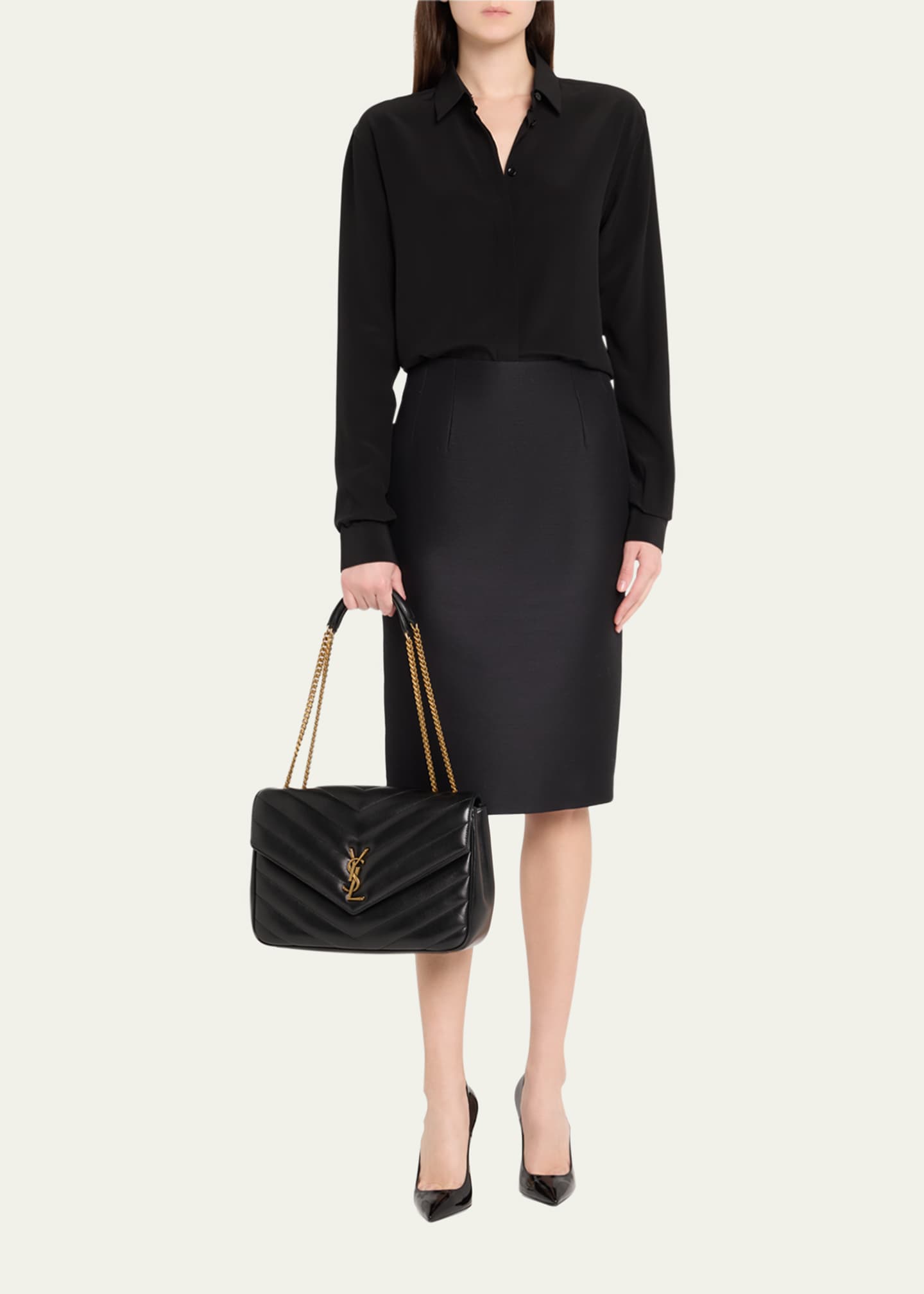 Saint Laurent Loulou Large YSL Chain Shoulder Bag in Quilted Leather Image 5 of 6