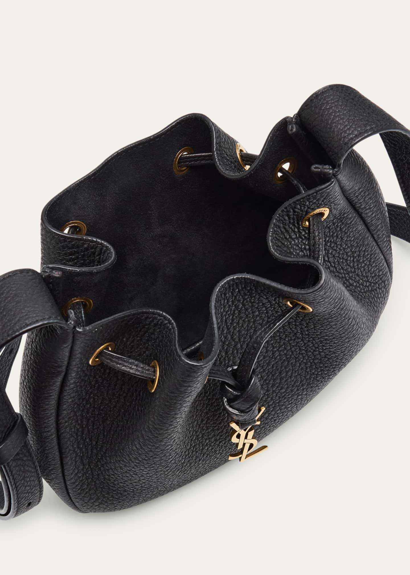 Saint Laurent Paris VII Mini YSL Hobo Bag in Grained Leather Image 4 of 7