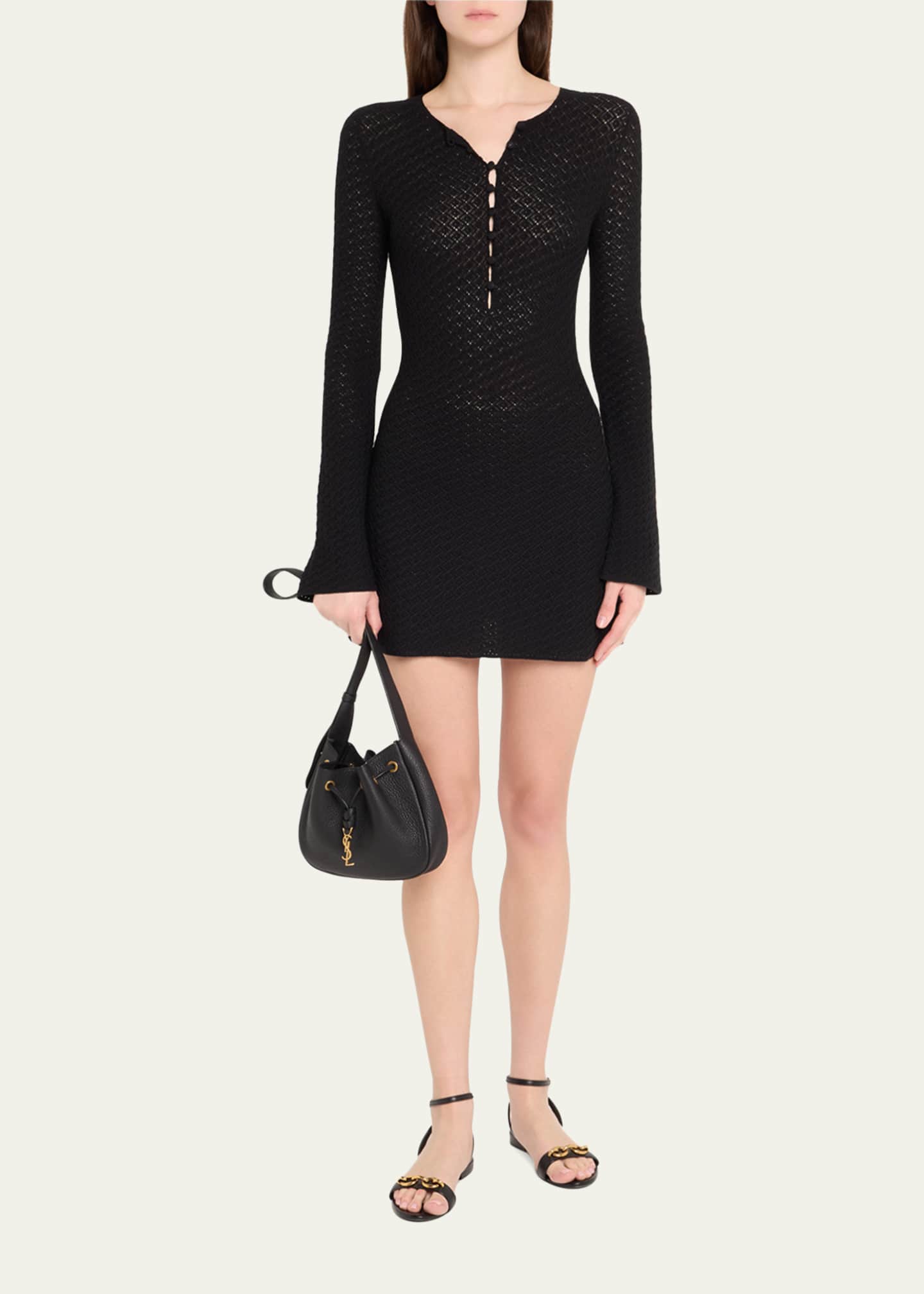 Saint Laurent Paris VII Mini YSL Hobo Bag in Grained Leather Image 5 of 7