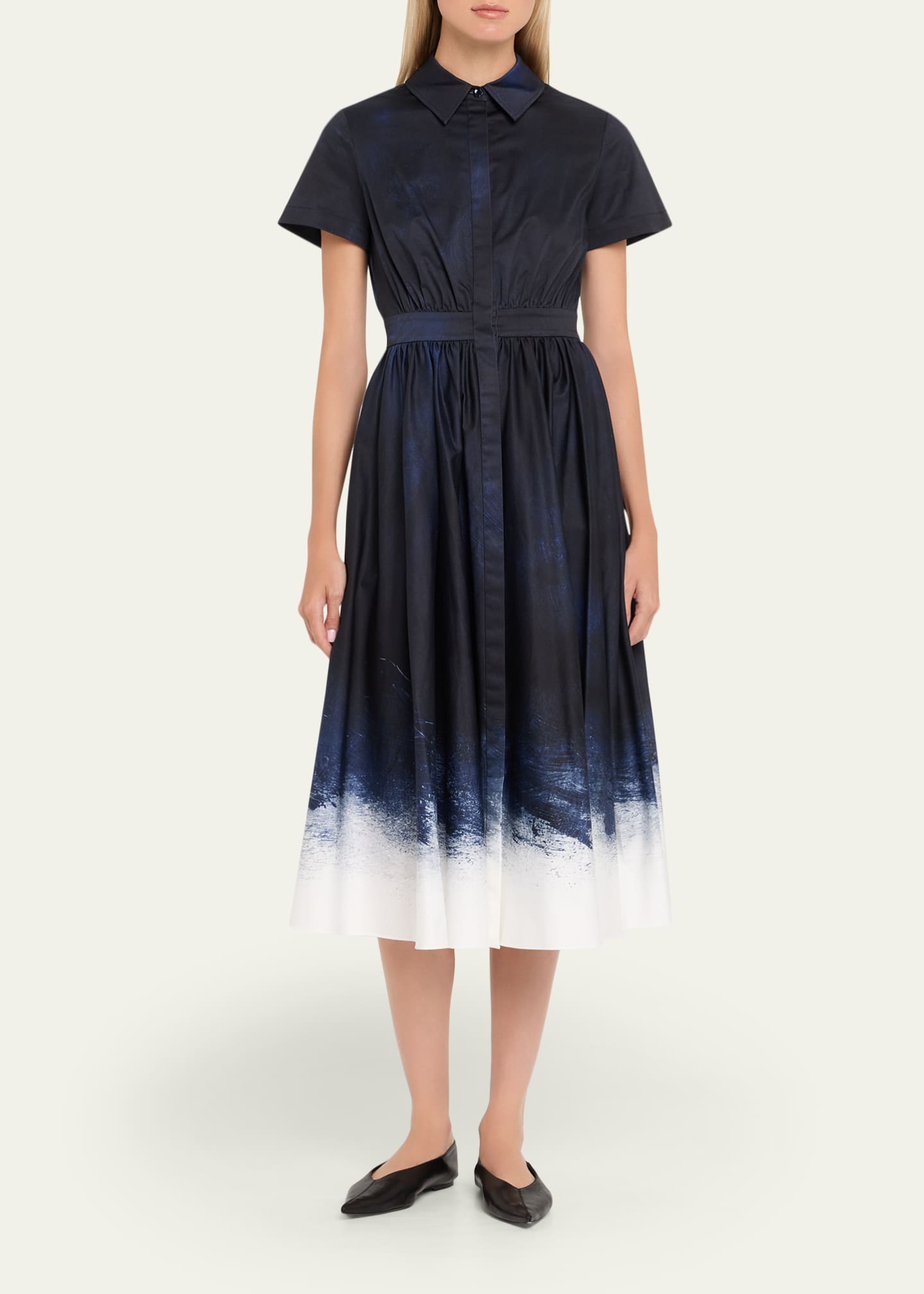 Jason Wu Collection Short-Sleeve Printed Cotton Shirtdress Image 2 of 5