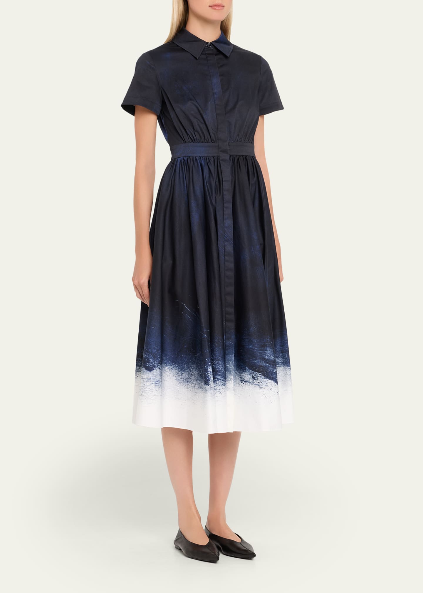 Jason Wu Collection Short-Sleeve Printed Cotton Shirtdress Image 4 of 5