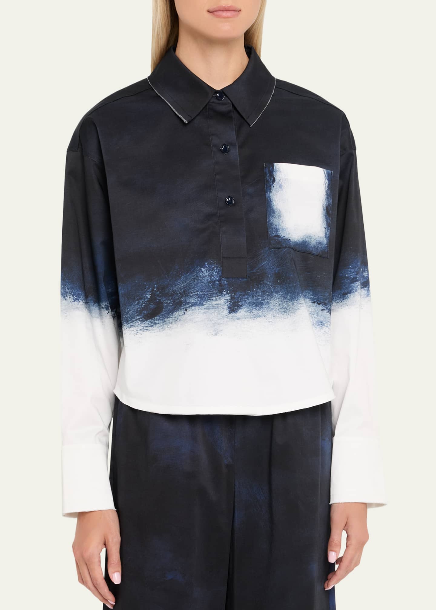 Jason Wu Collection Long-Sleeve Printed Cotton Popover Image 4 of 5