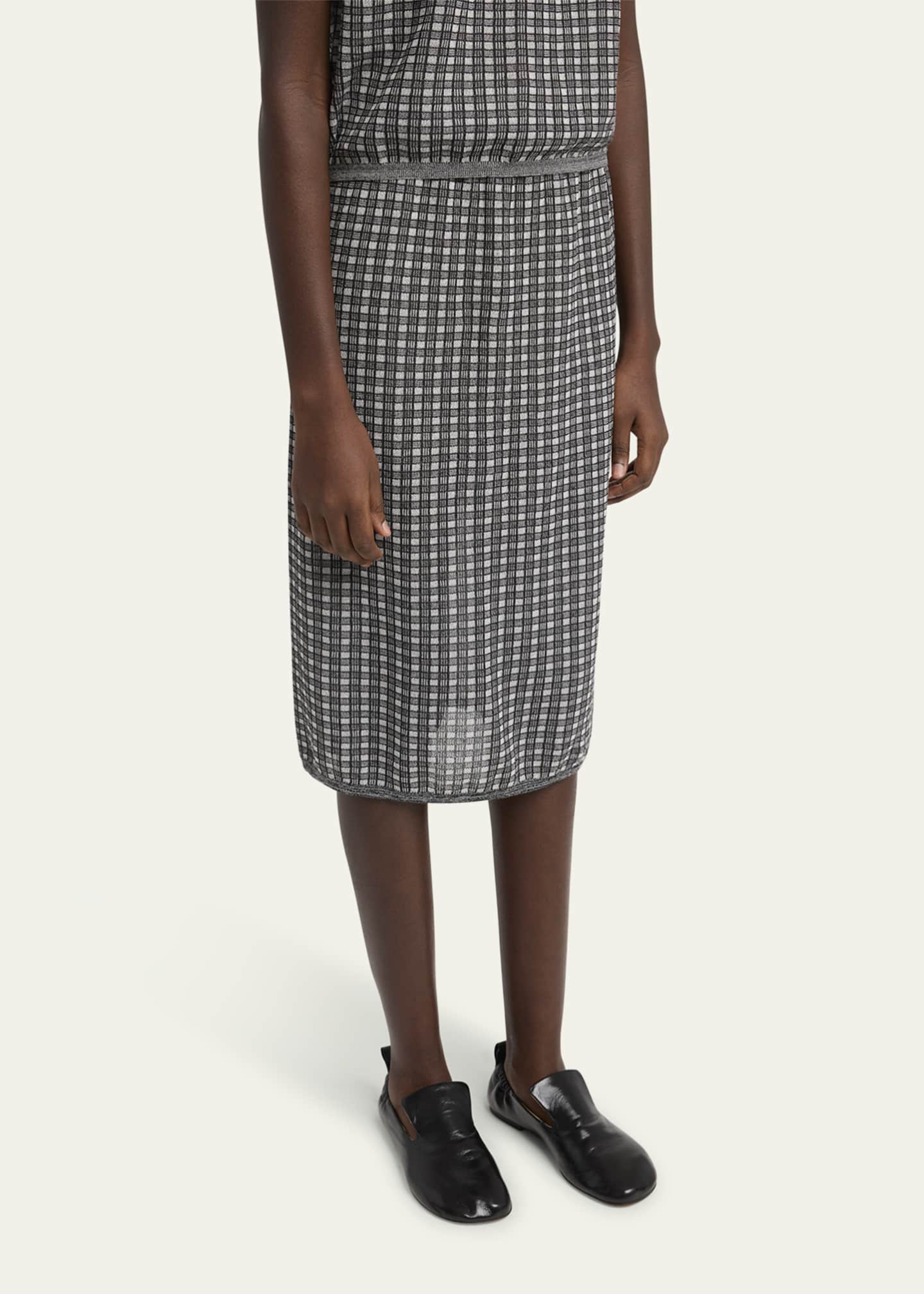 Proenza Schouler White Label Lori Knit Plaid Skirt Image 4 of 5
