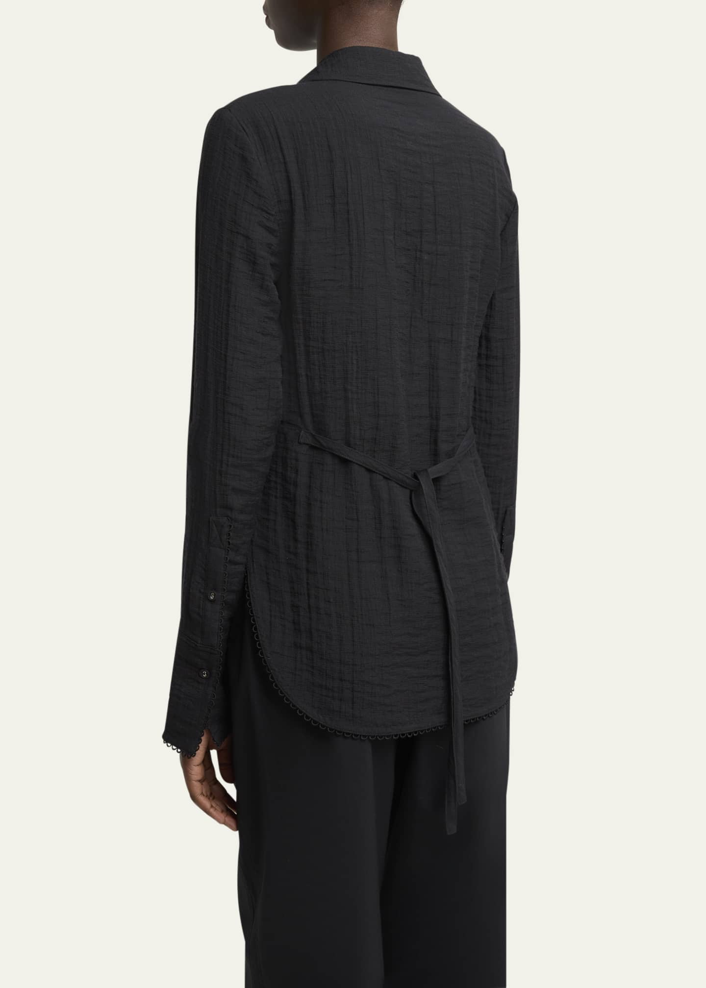 Proenza Schouler White Label Cami Crinkled Long-Sleeve Shirt Image 3 of 5