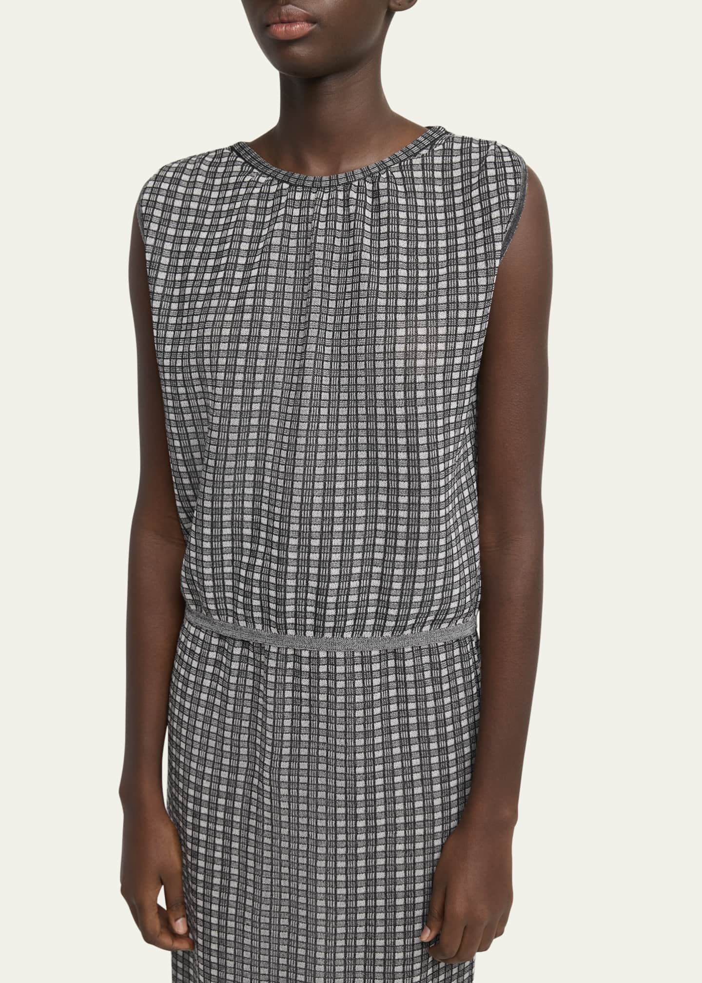 Proenza Schouler White Label Bradley Sleeveless Knit Plaid Top Image 4 of 5