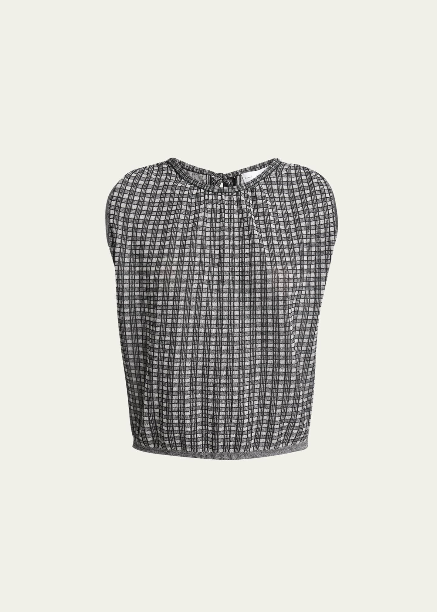 Proenza Schouler White Label Bradley Sleeveless Knit Plaid Top Image 1 of 5