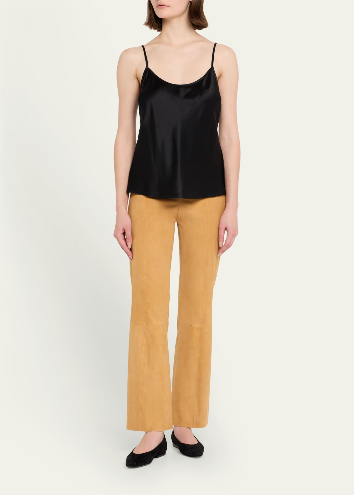 SPRWMN Suede Ankle Flare Pants with Princess Seaming Image 2 of 5