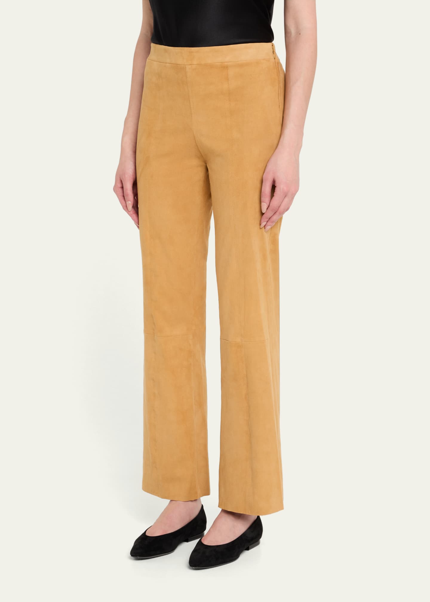 SPRWMN Suede Ankle Flare Pants with Princess Seaming Image 4 of 5