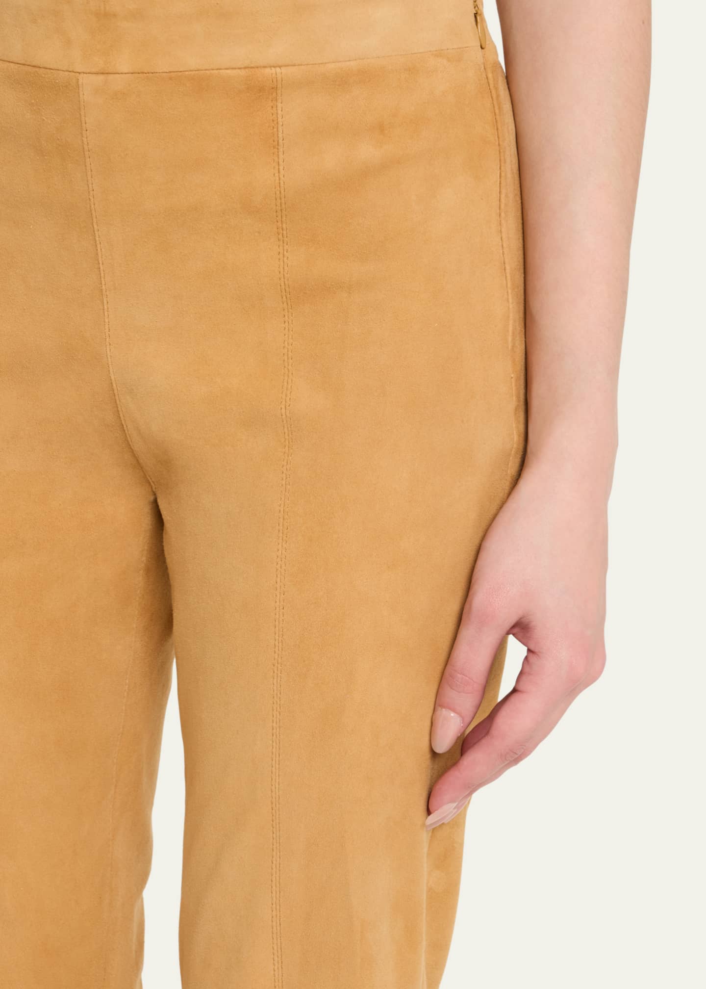 SPRWMN Suede Ankle Flare Pants with Princess Seaming Image 5 of 5