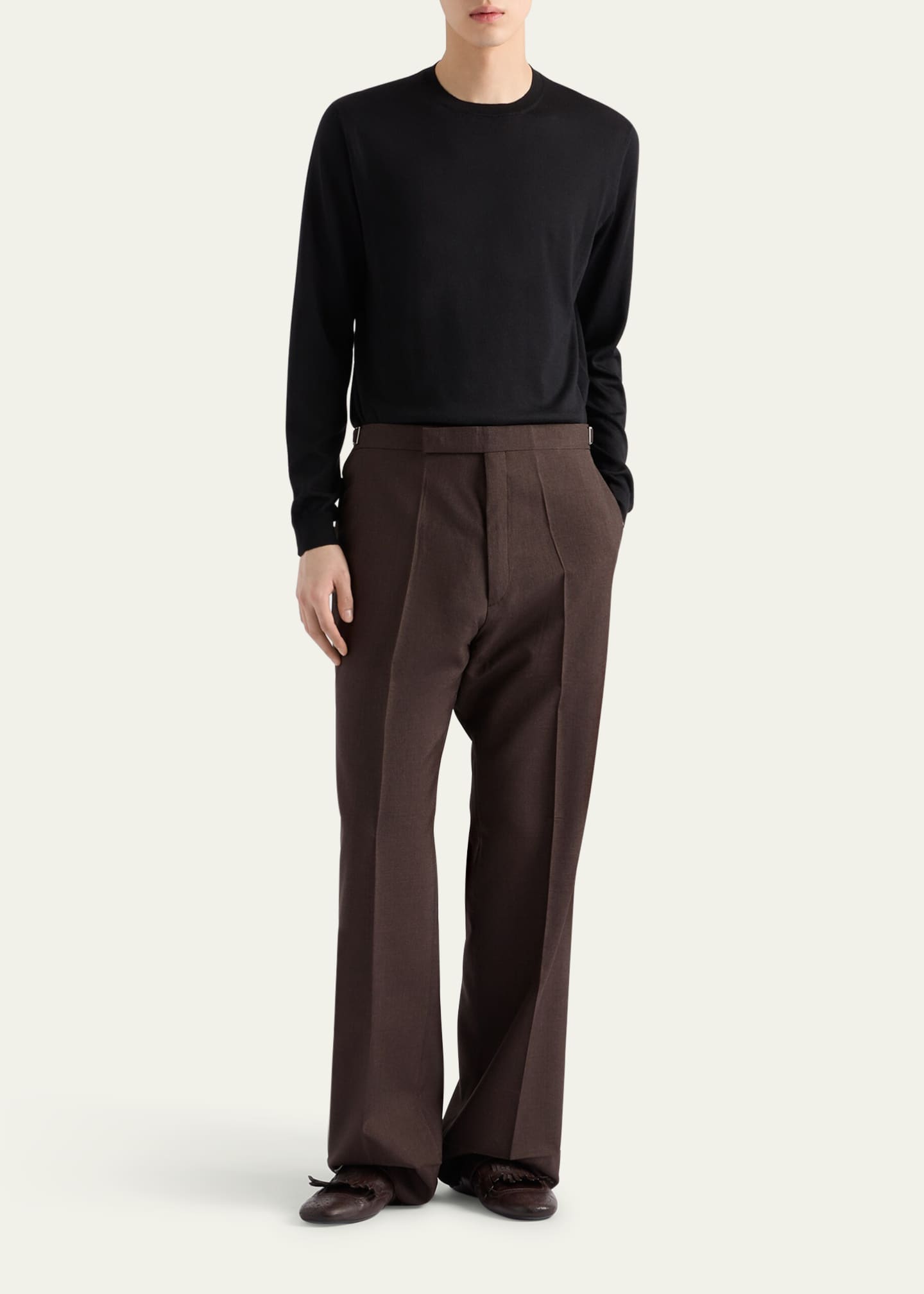 Prada Men's Silk-Cashmere Crew Sweater Image 2 of 4