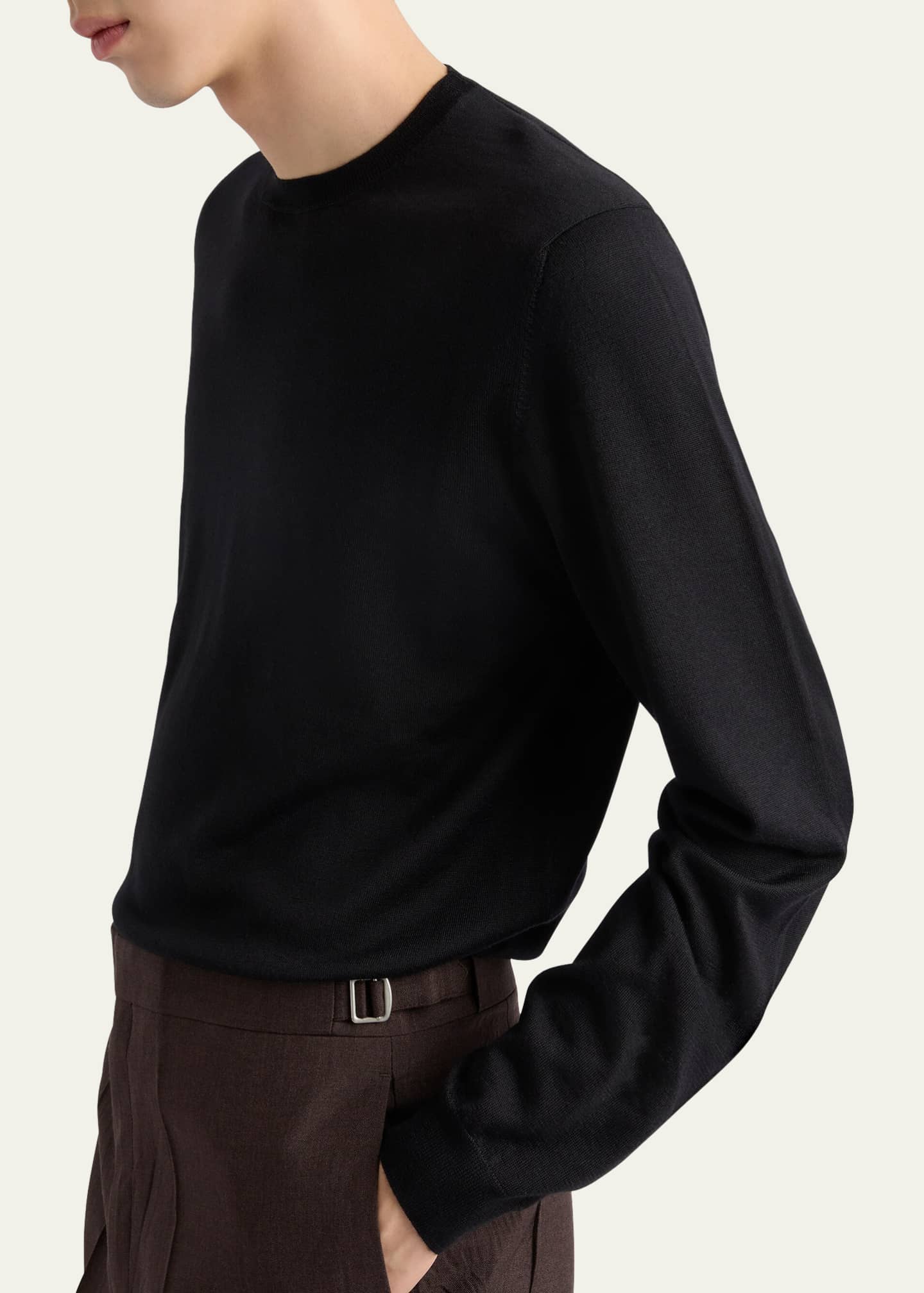 Prada Men's Silk-Cashmere Crew Sweater Image 4 of 4