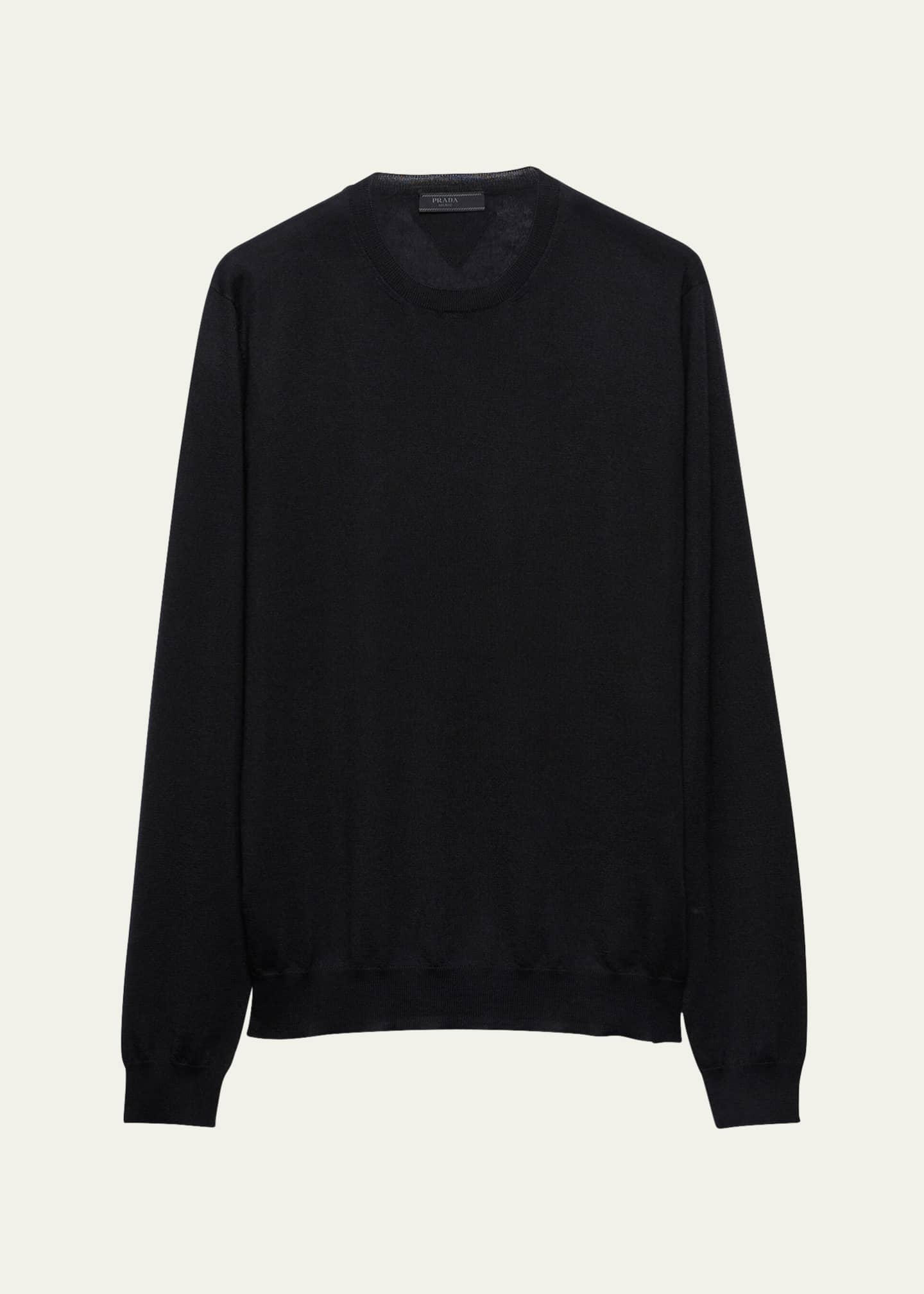 Prada Men's Silk-Cashmere Crew Sweater Image 1 of 4