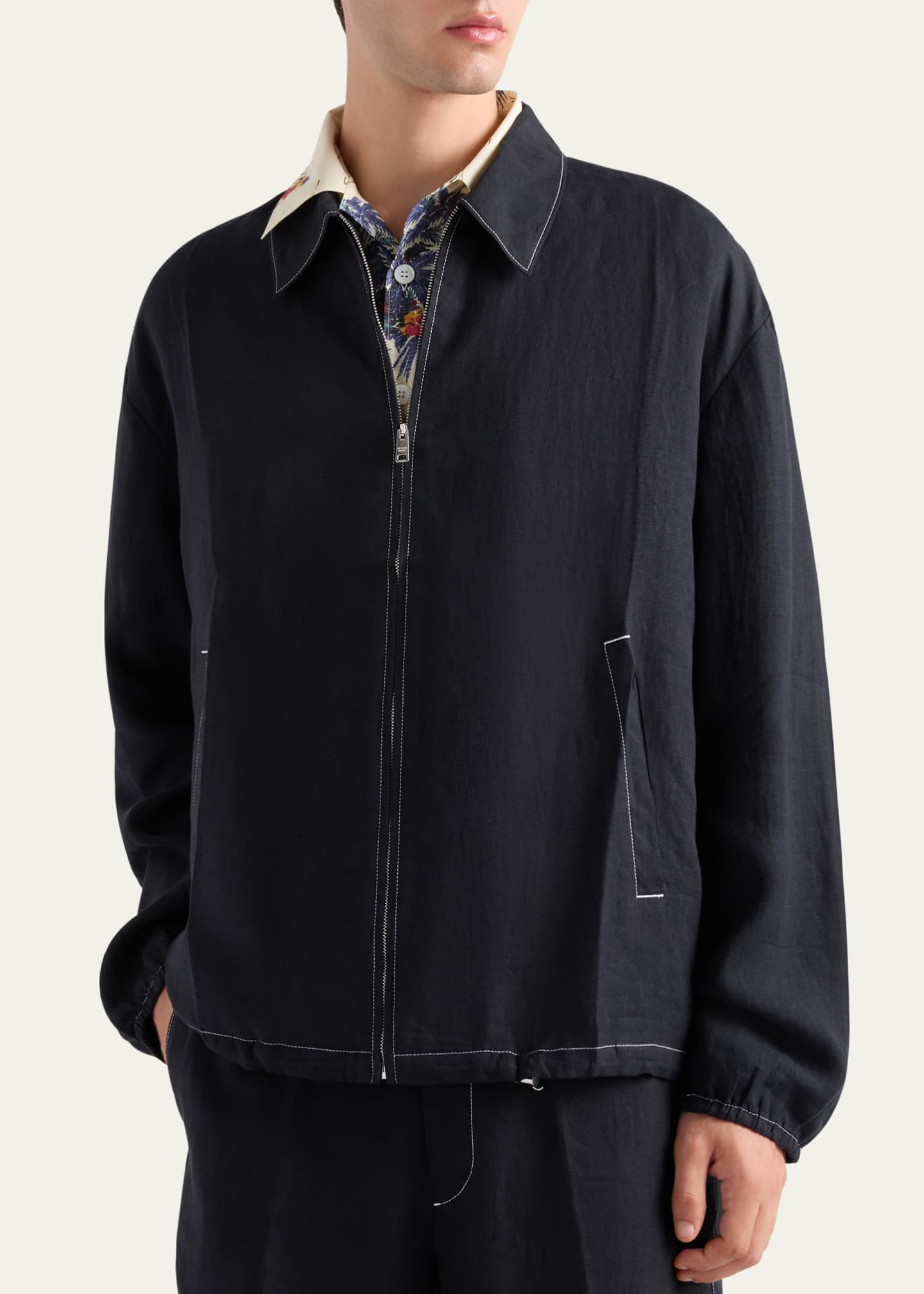 Prada Men's Linen Zip Jacket Image 4 of 4