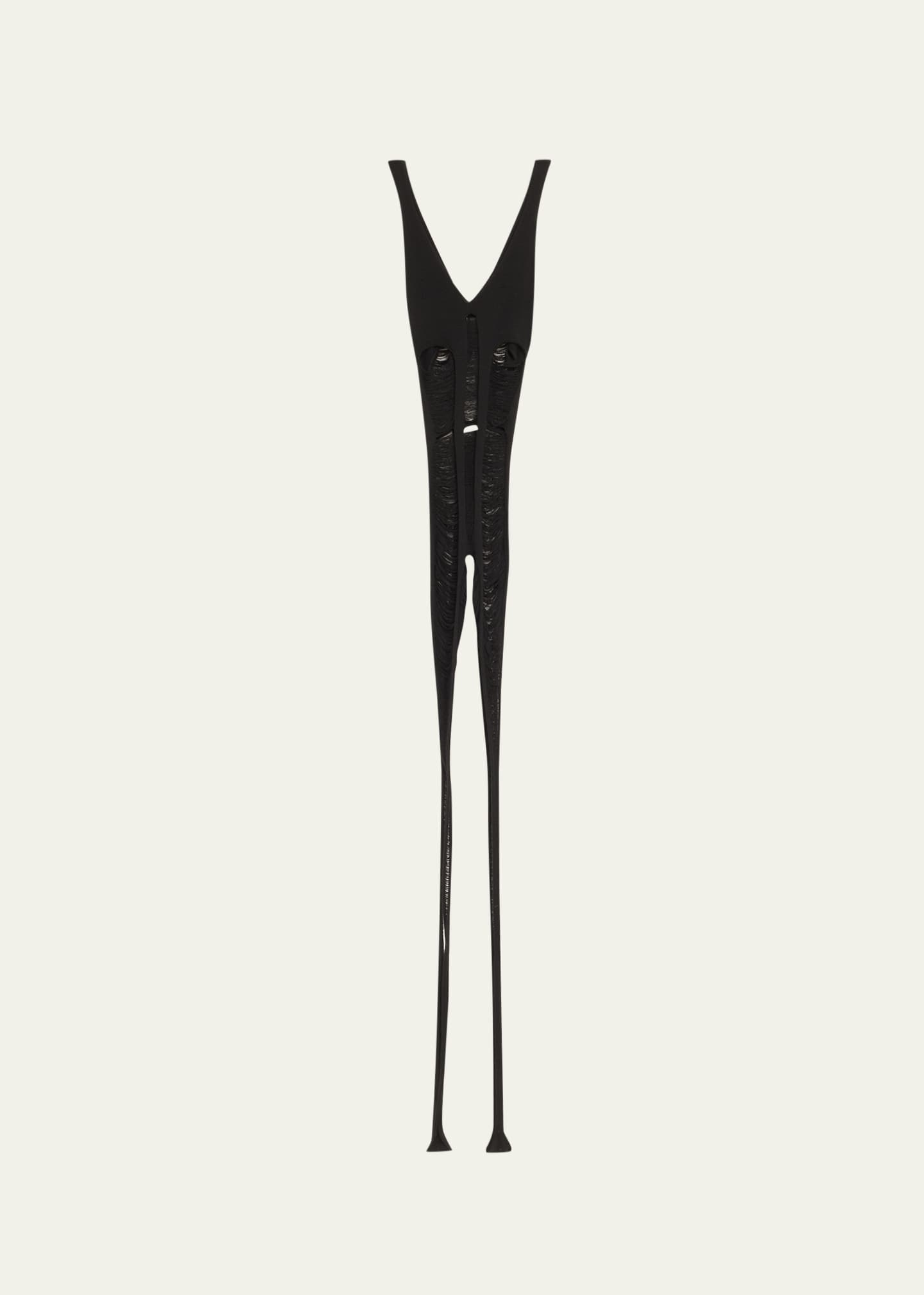 Rick Owens V-Neck Shredded Knit Tank Top