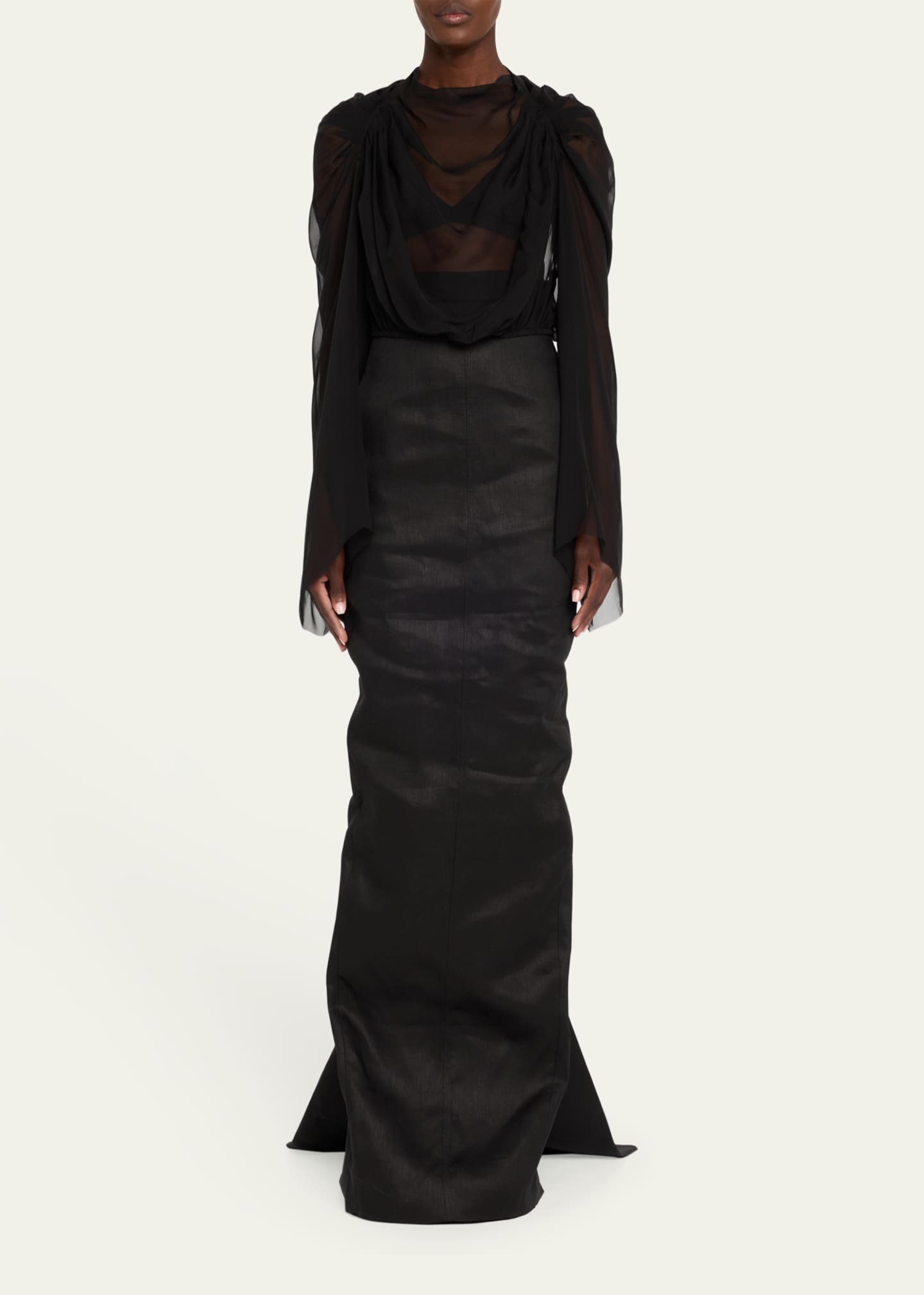Rick Owens Claudette Chiffon Draped Top Image 2 of 5
