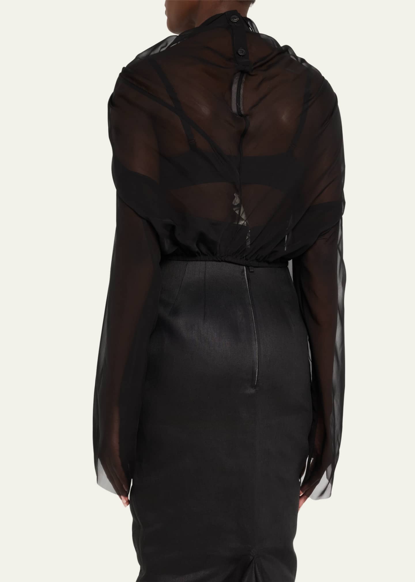 Rick Owens Claudette Chiffon Draped Top Image 3 of 5