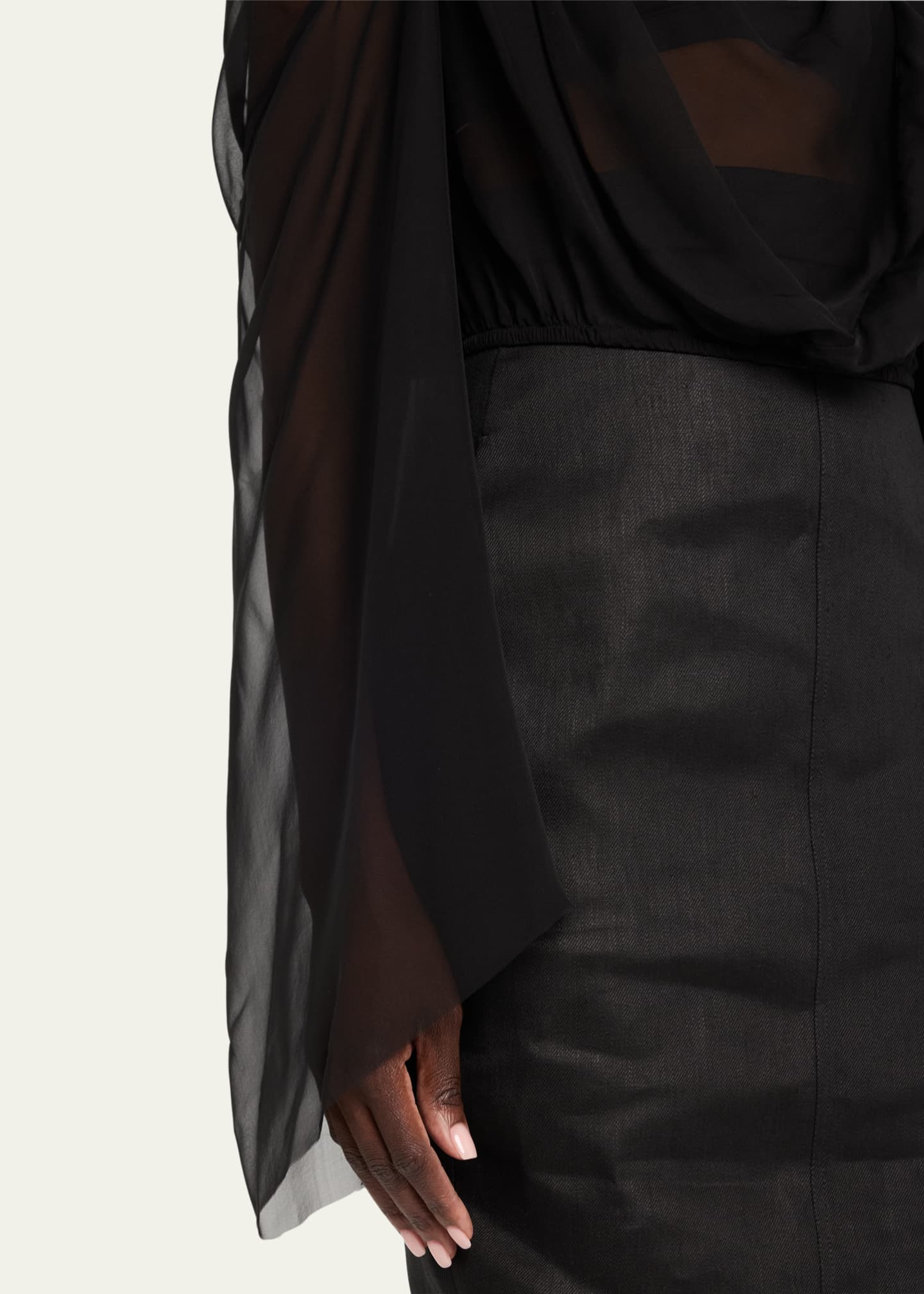 Rick Owens Claudette Chiffon Draped Top Image 5 of 5