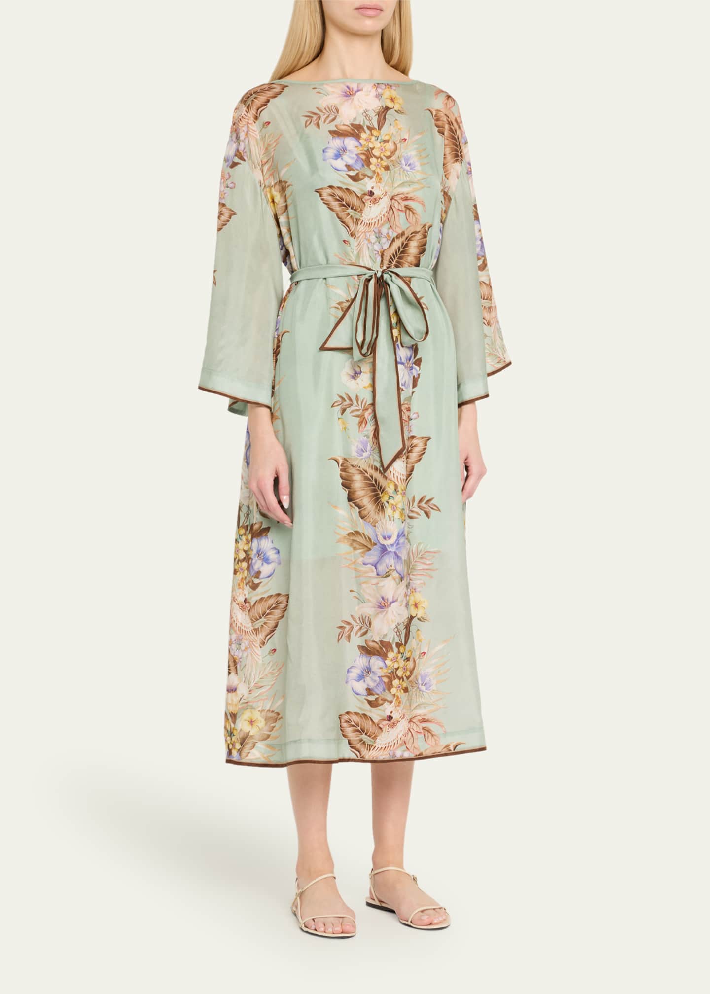 国内発送/送料関税込【ZIMMERMANN】 Coco Midi Dress Coco Tunic Midi Dress Sage Multi Floral Online | Zimmermann