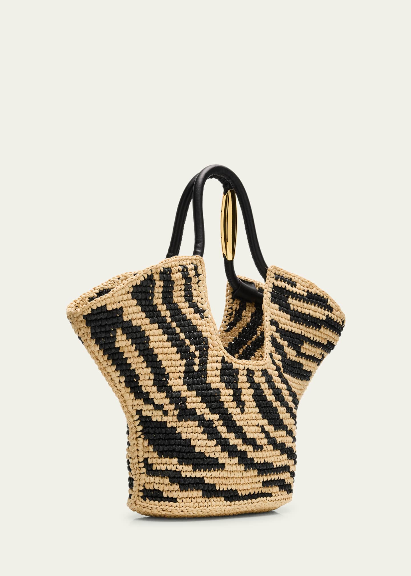 Zimmermann Goldentime Zebra Raffia Small Tote Bag Image 3 of 6
