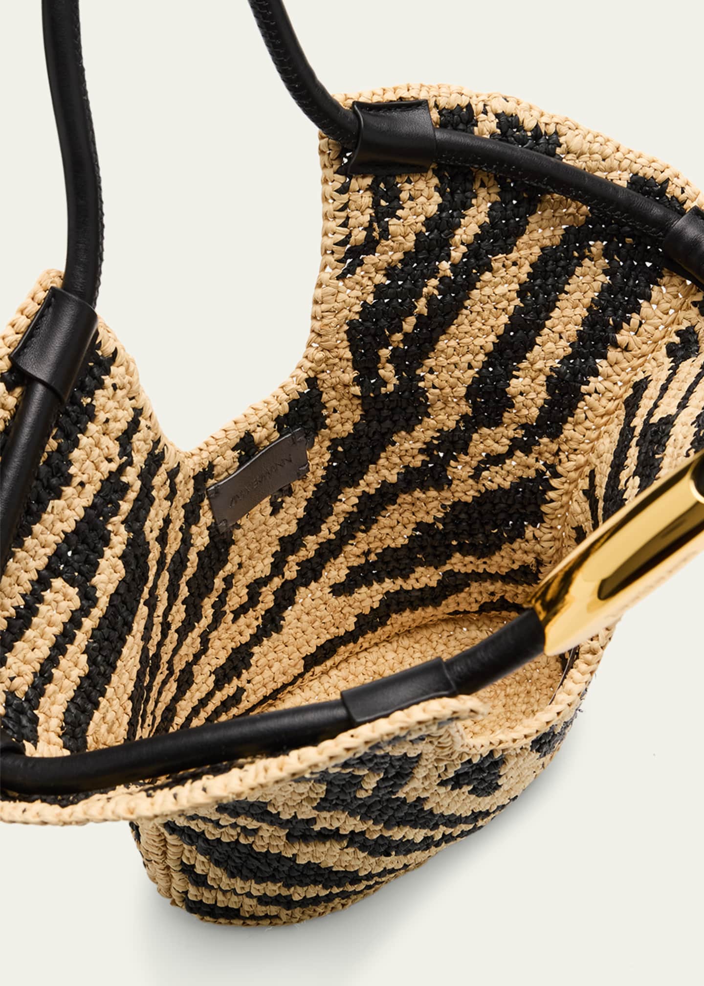 トートバッグ ZIMMERMANN GOLDENTIME SMALL RAFIA TOTE ZIMMERMANN Goldentime small leather-trimmed raffia-jacquard
