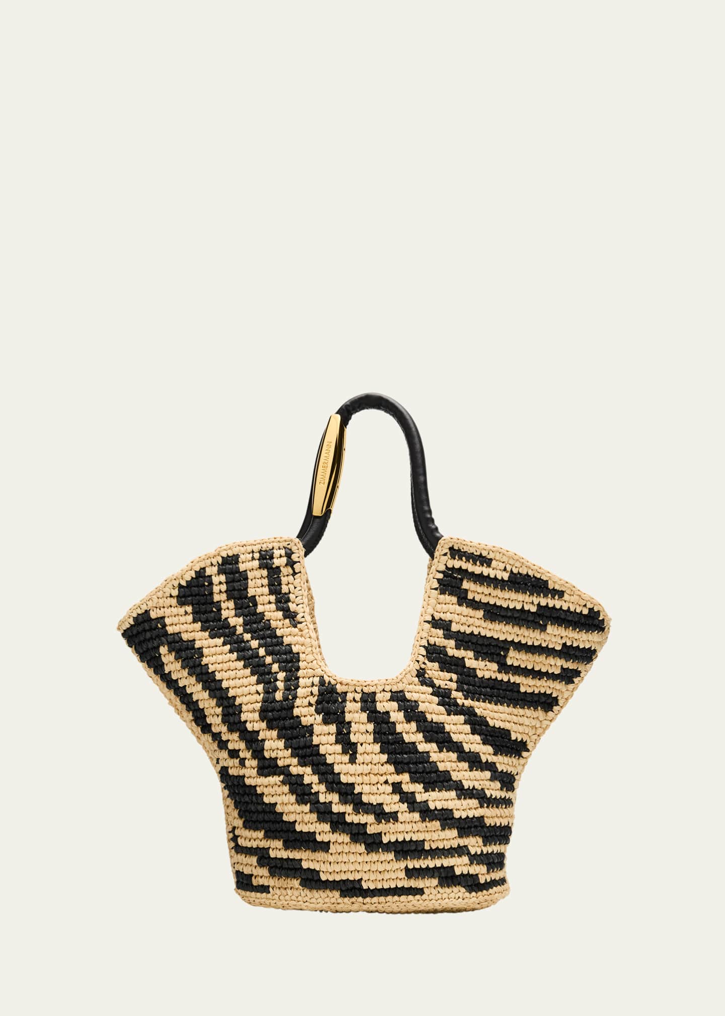 Zimmermann Goldentime Zebra Raffia Small Tote Bag Image 1 of 6