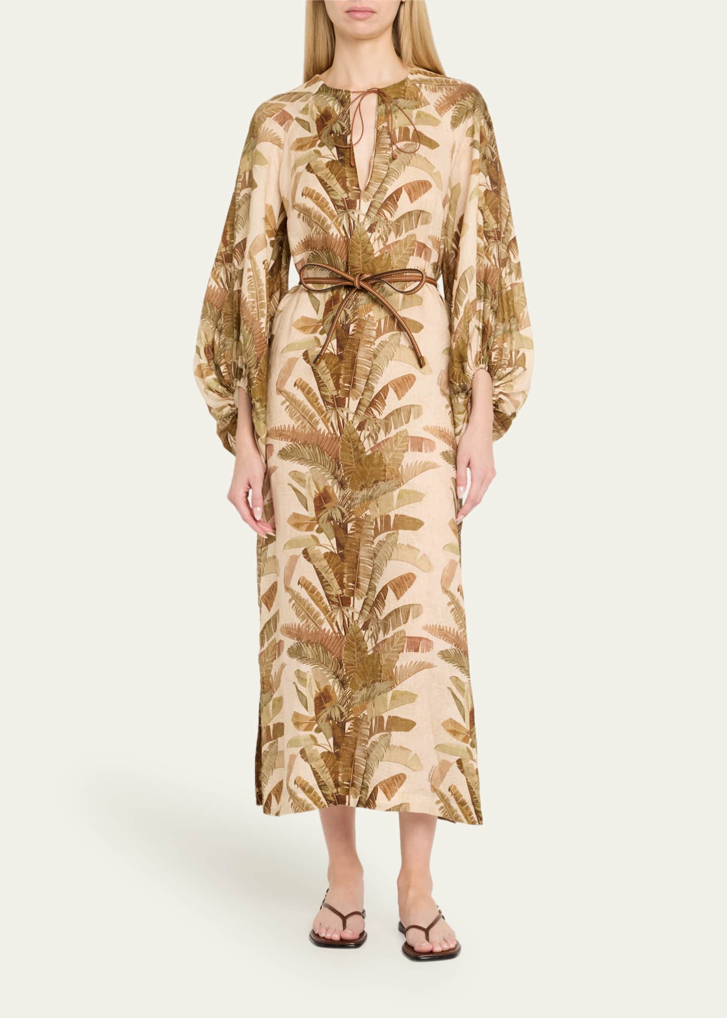 Zimmermann Ascension Belted Midi Dress Image 2 of 5