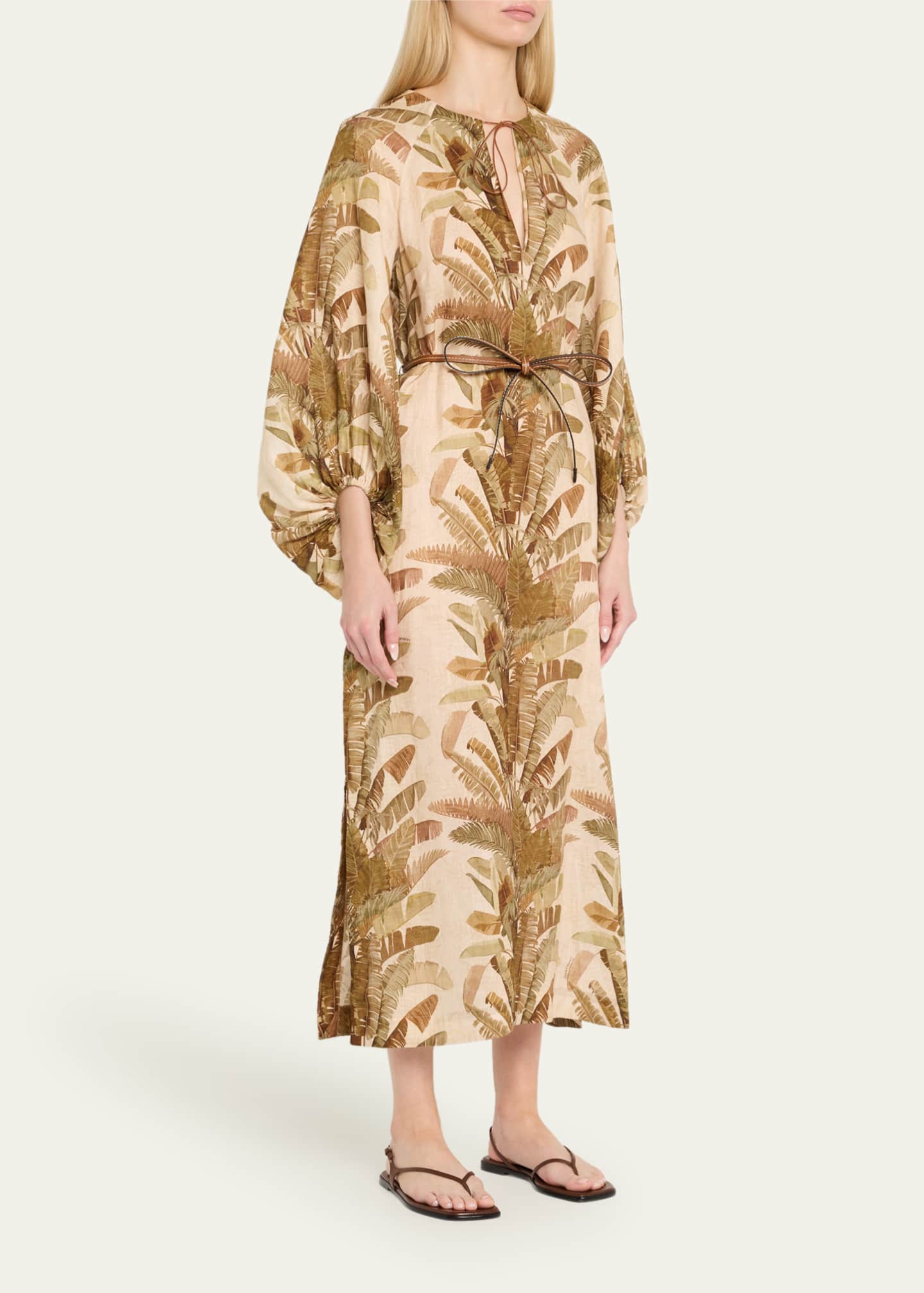 Zimmermann Ascension Belted Midi Dress Image 4 of 5