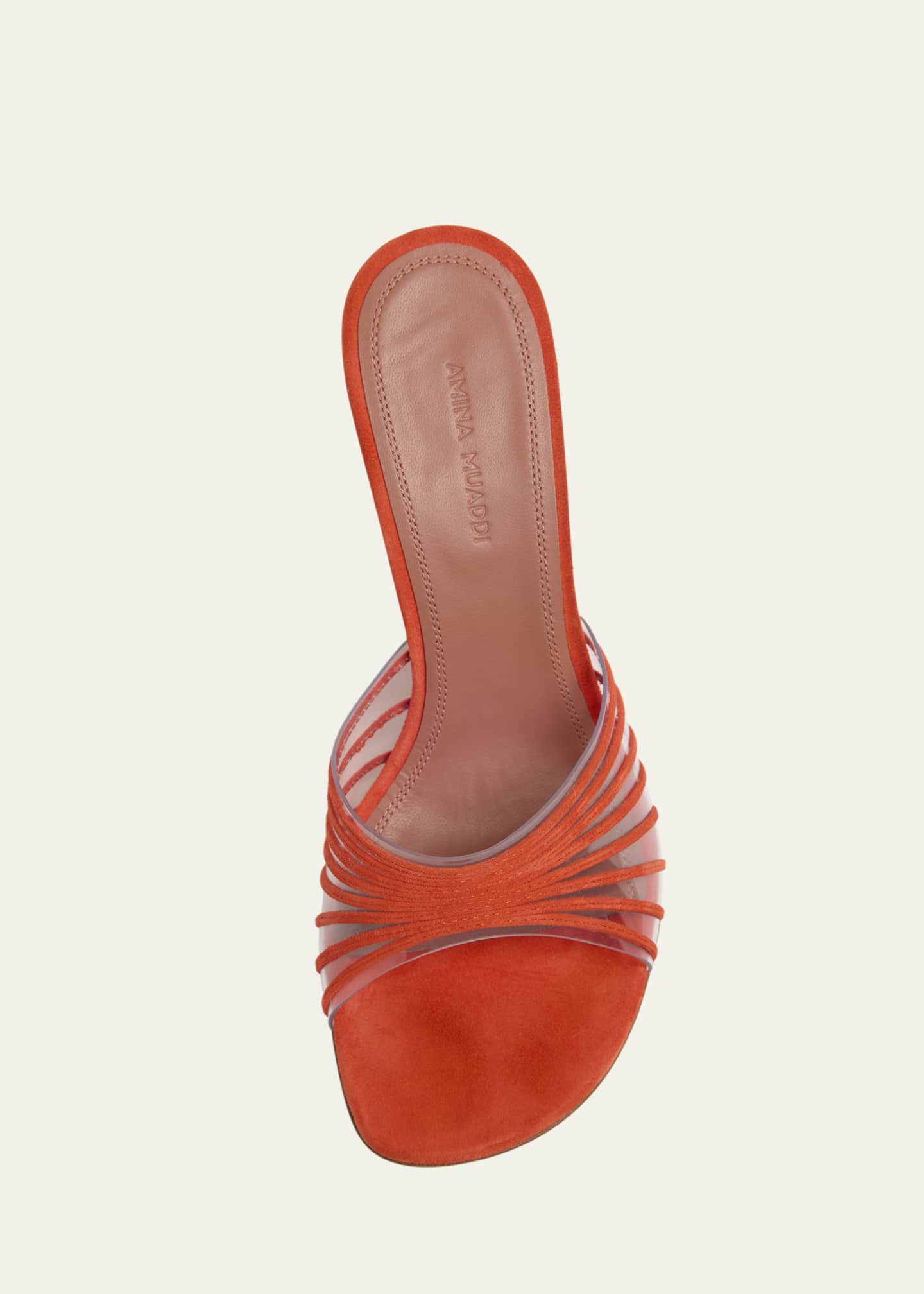 Amina Muaddi Mookie Suede PVC Comma-Heel Mules Image 5 of 5