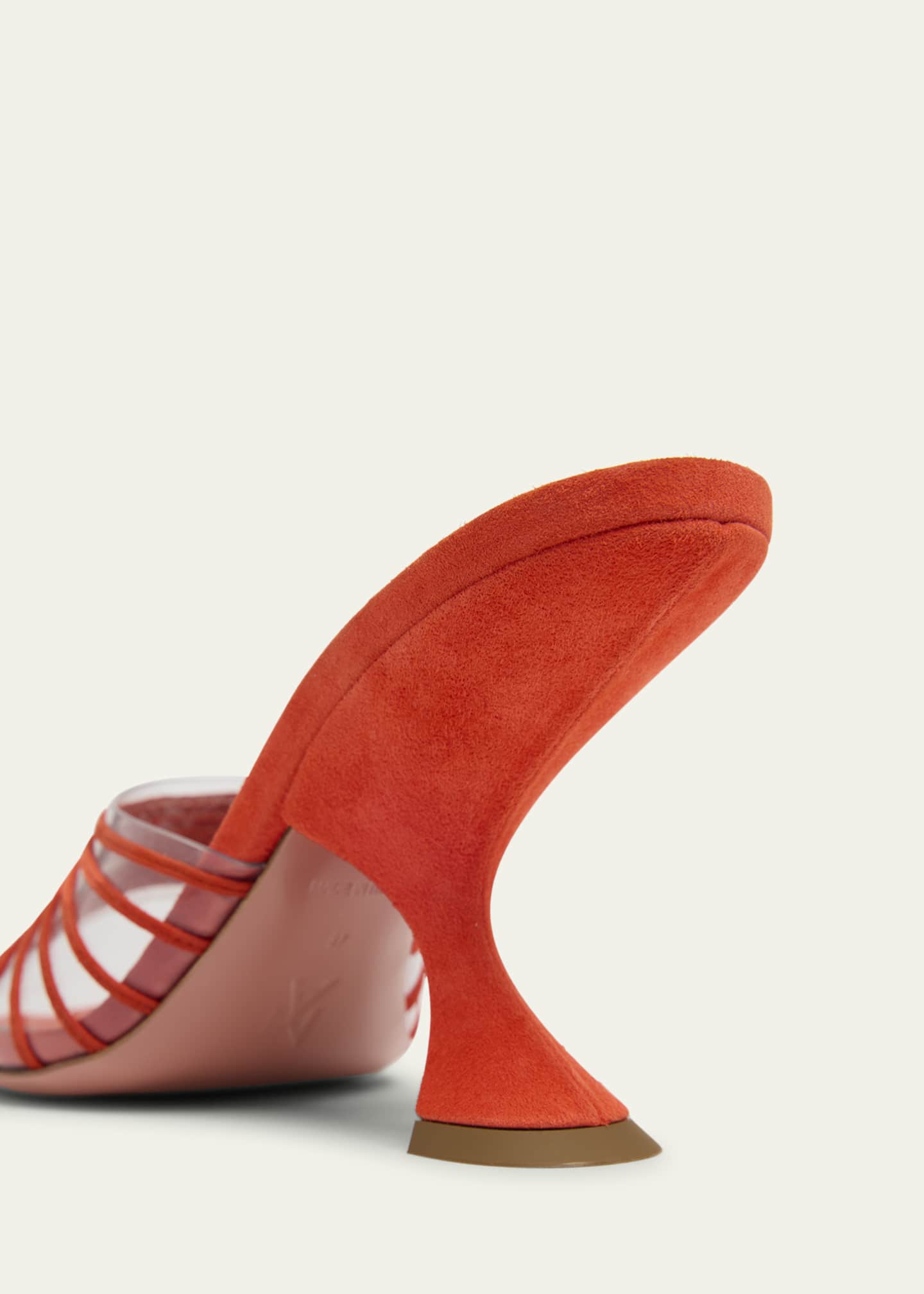 Amina Muaddi Mookie Suede PVC Comma-Heel Mules Image 4 of 5