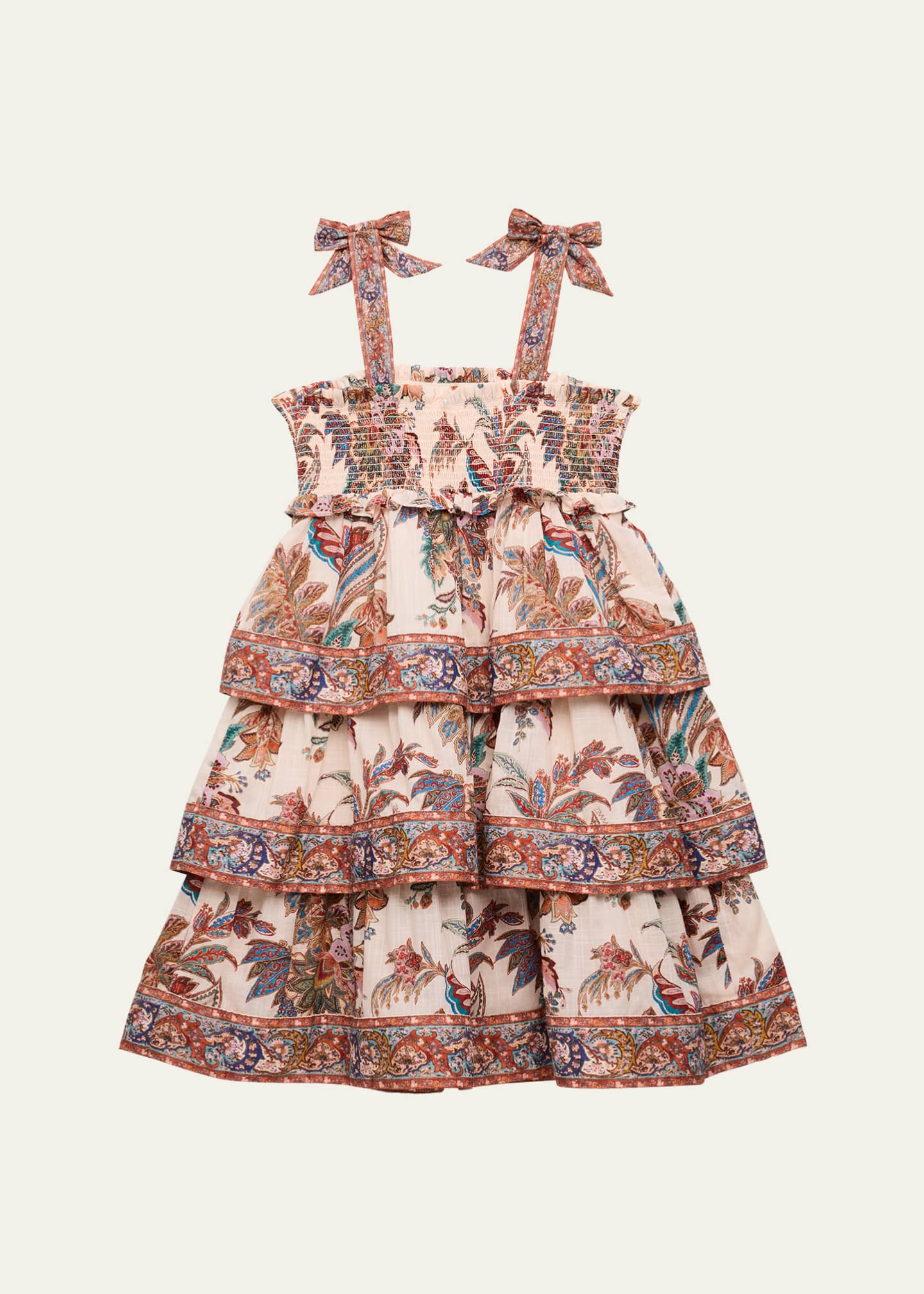 Zimmermann Girl's Rhiannon Paisley-Print Tiered Dress, Size 1-12 Image 2 of 3
