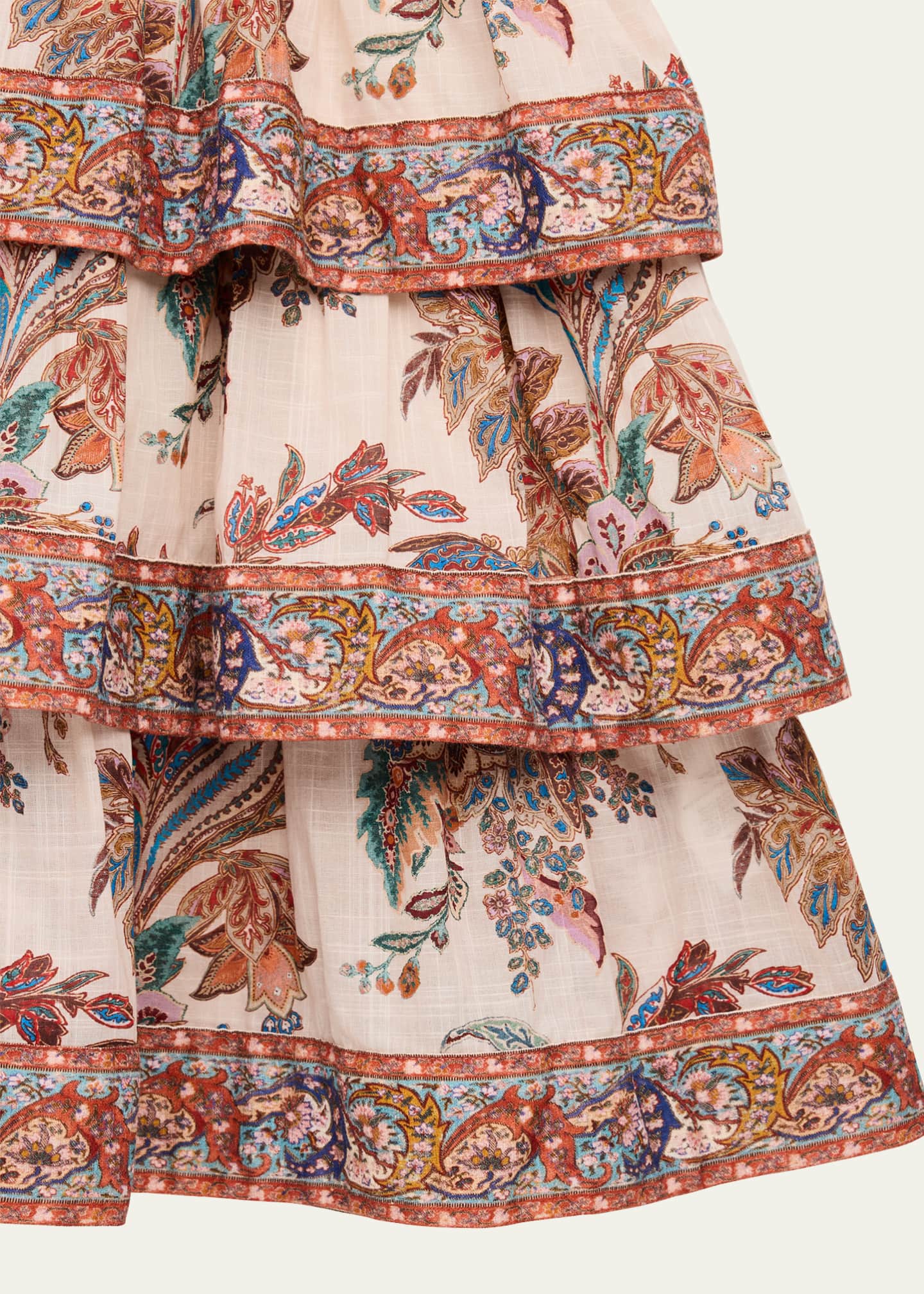 Zimmermann Girl's Rhiannon Paisley-Print Tiered Dress, Size 1-12 Image 3 of 3