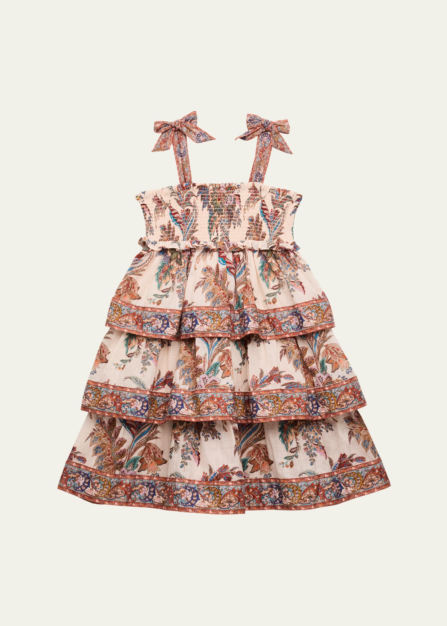 Zimmermann Girl's Rhiannon Paisley-Print Tiered Dress, Size 1-12 Image 1 of 3