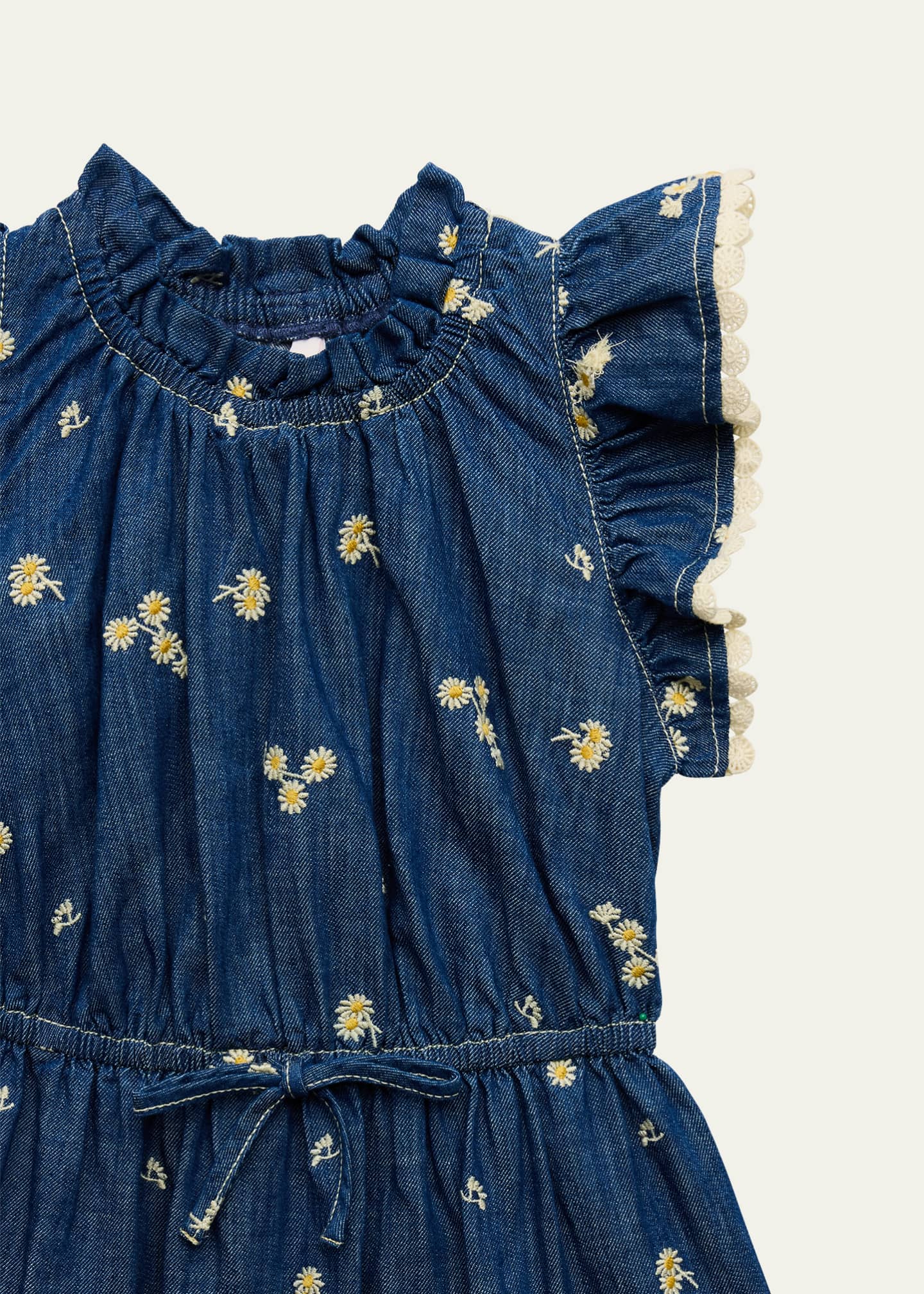 Zimmermann Girl's Lucky Denim Daisy Embroidered Dress, Size 1-12 Image 3 of 3