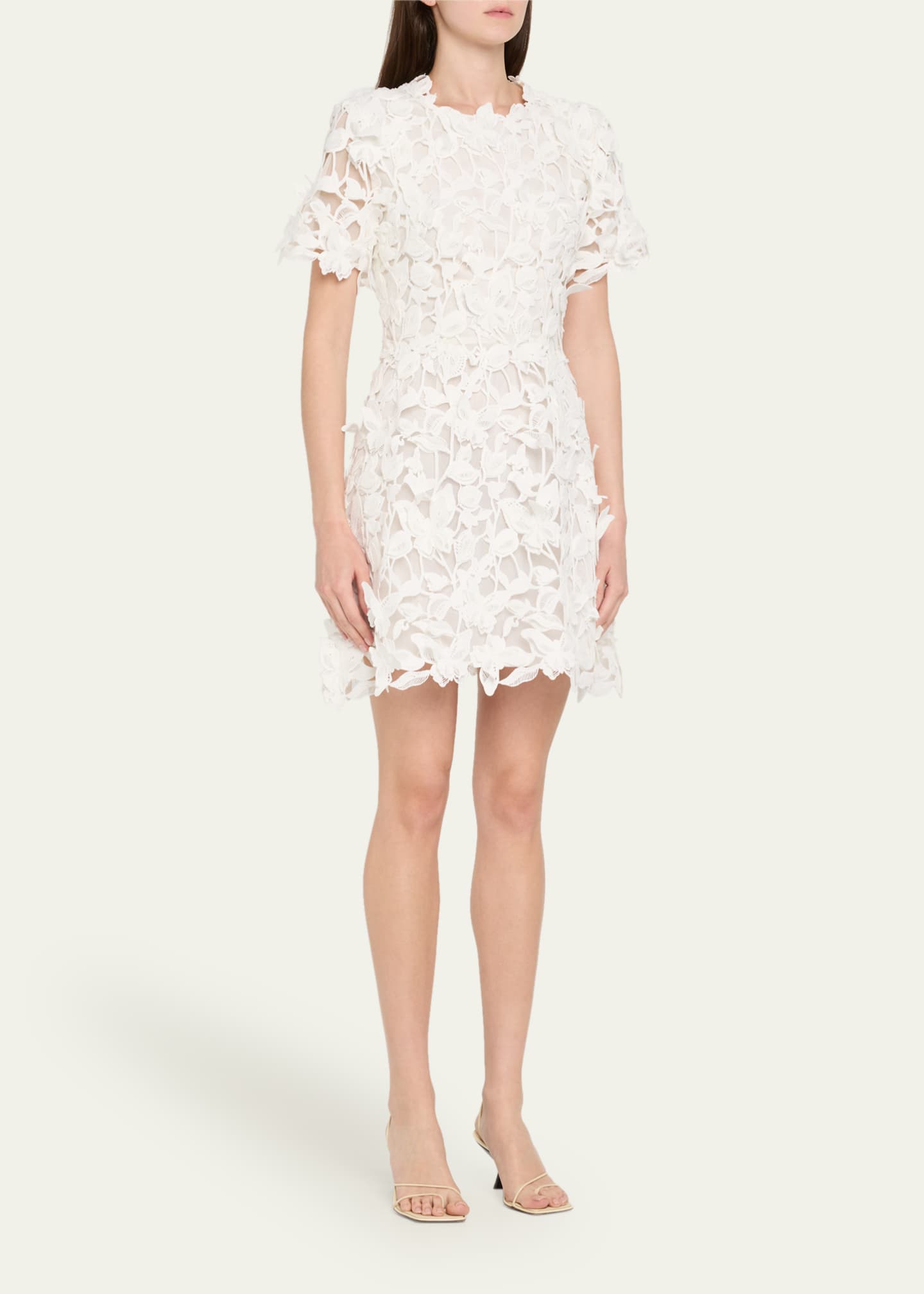 SIMKHAI Darla 3D Lace Short-Sleeve Mini Dress Image 4 of 5