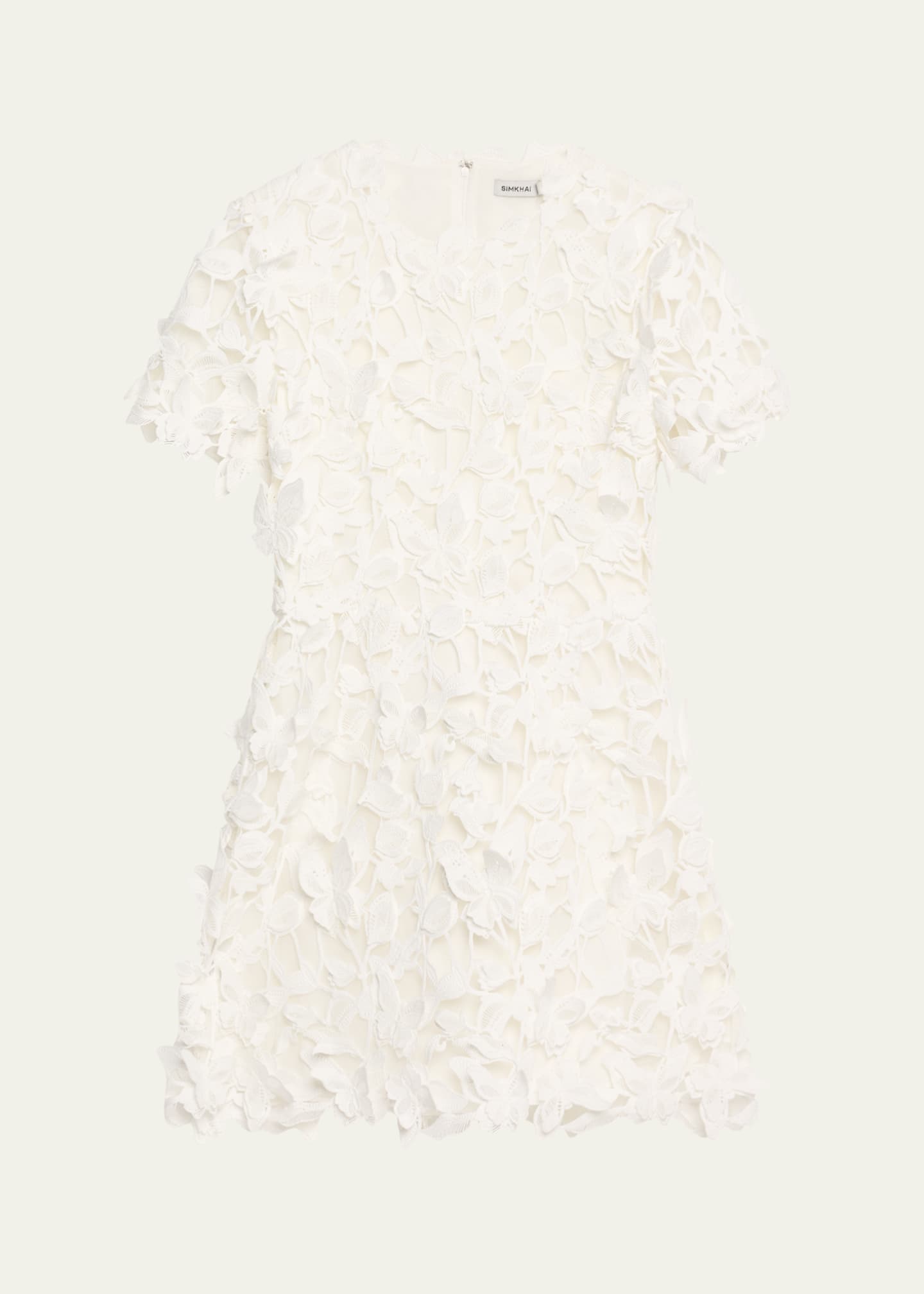 SIMKHAI Darla 3D Lace Short-Sleeve Mini Dress Image 1 of 5