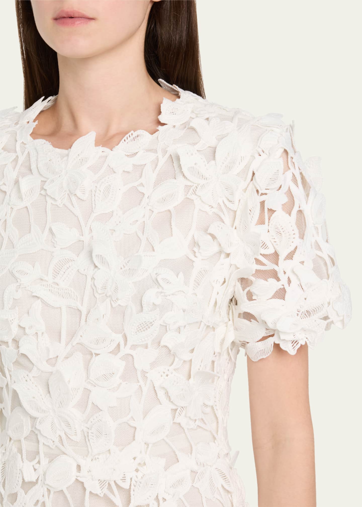 SIMKHAI Darla 3D Lace Short-Sleeve Mini Dress Image 5 of 5