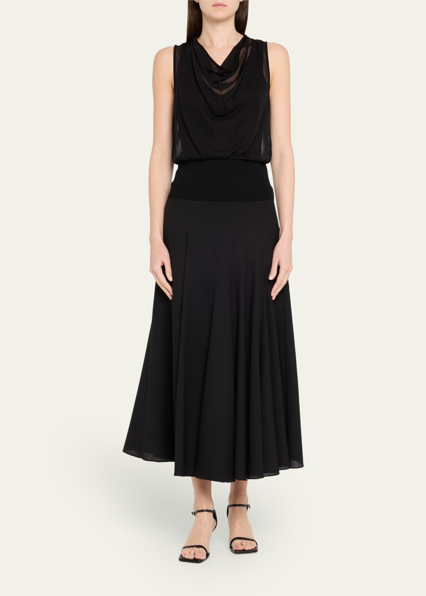 Carmina Sheer Cowl-Neck Tank Top