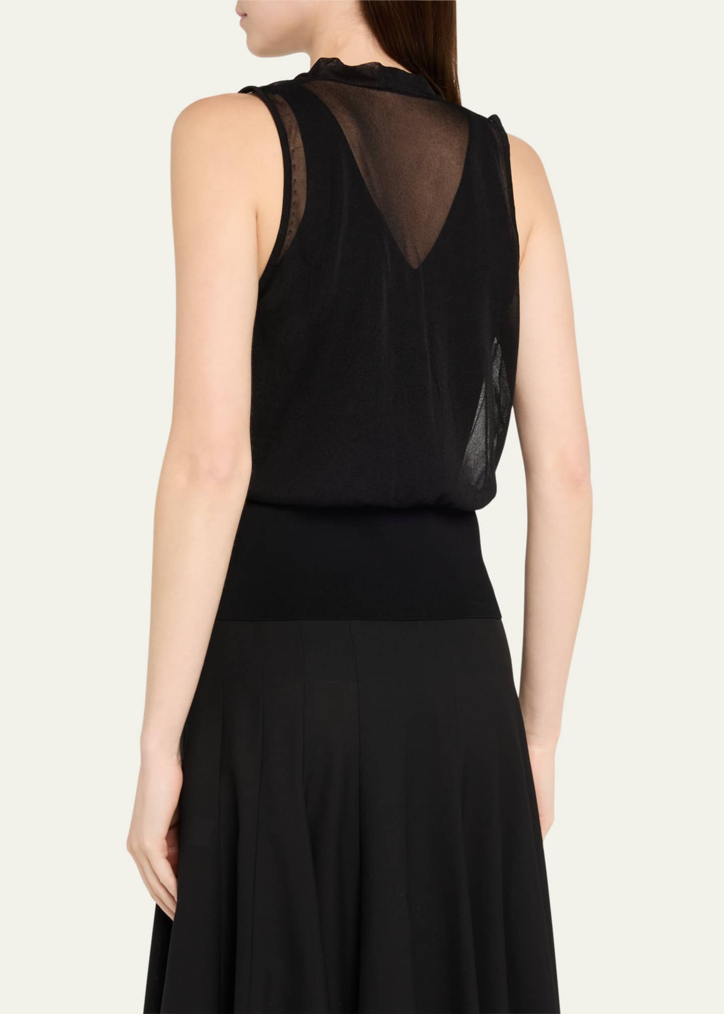 Carmina Sheer Cowl-Neck Tank Top