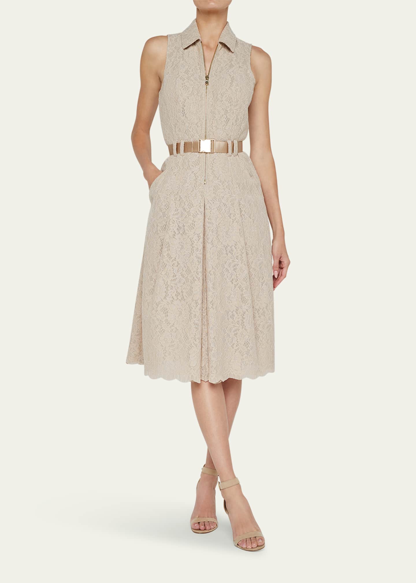 L'Agence Kylo Belted Lace Shirtdress - Bergdorf Goodman