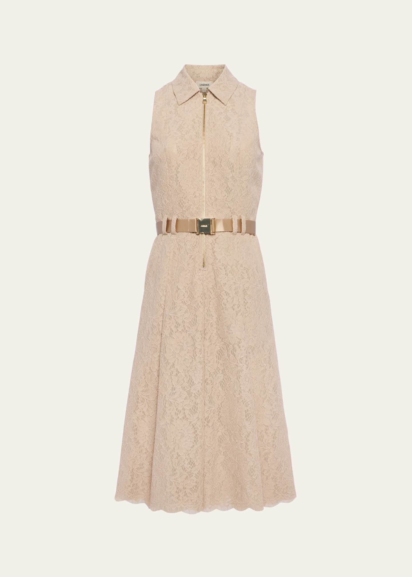 L'Agence Kylo Belted Lace Shirtdress - Bergdorf Goodman