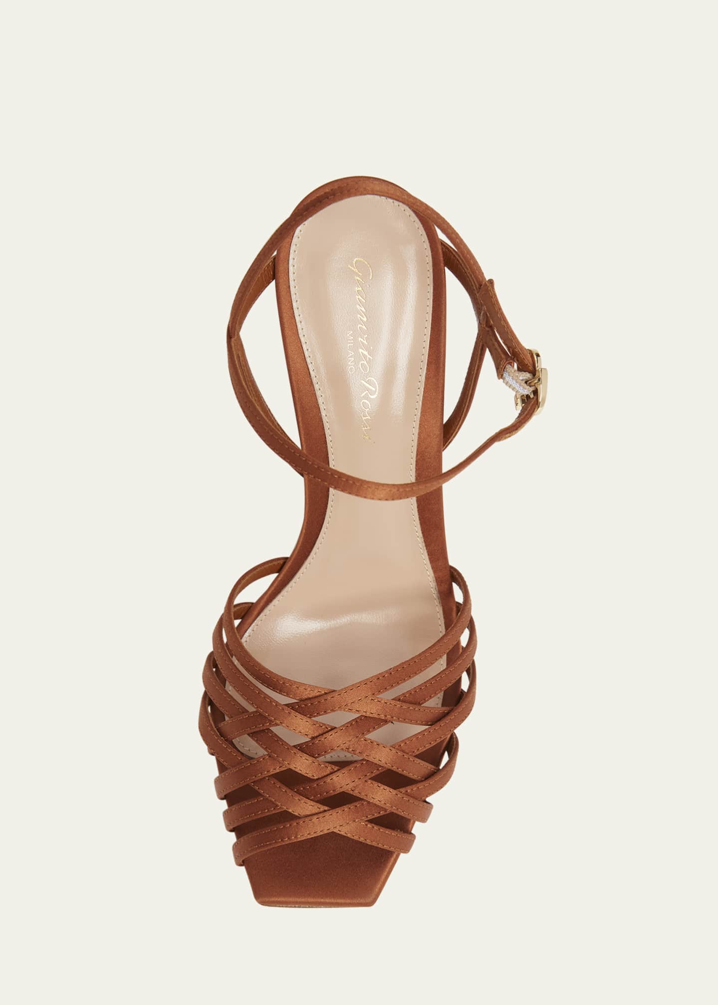 Gianvito Rossi Woven Crepe Ankle-Strap Sandals Image 4 of 4