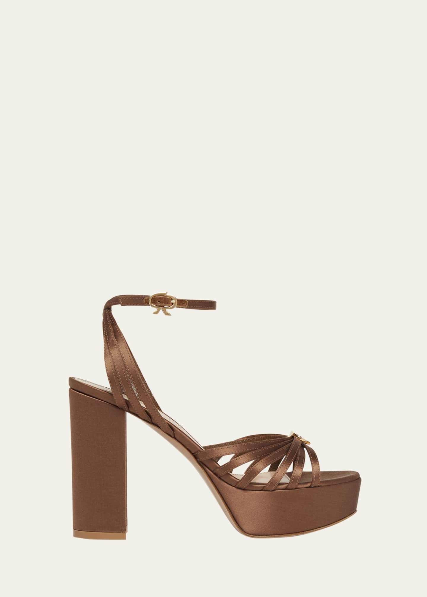 Gianvito Rossi Crepe Ankle-Strap Platform Sandals Image 1 of 4