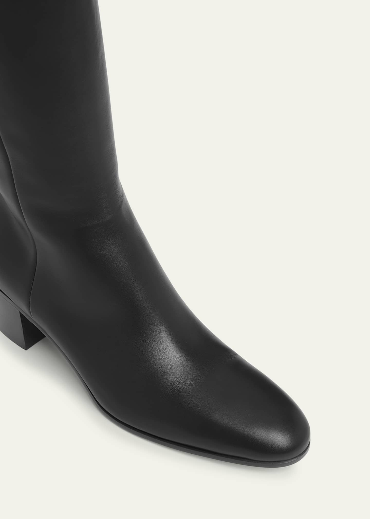 Gianvito Rossi Leather Block-Heel Knee Boots Image 3 of 4