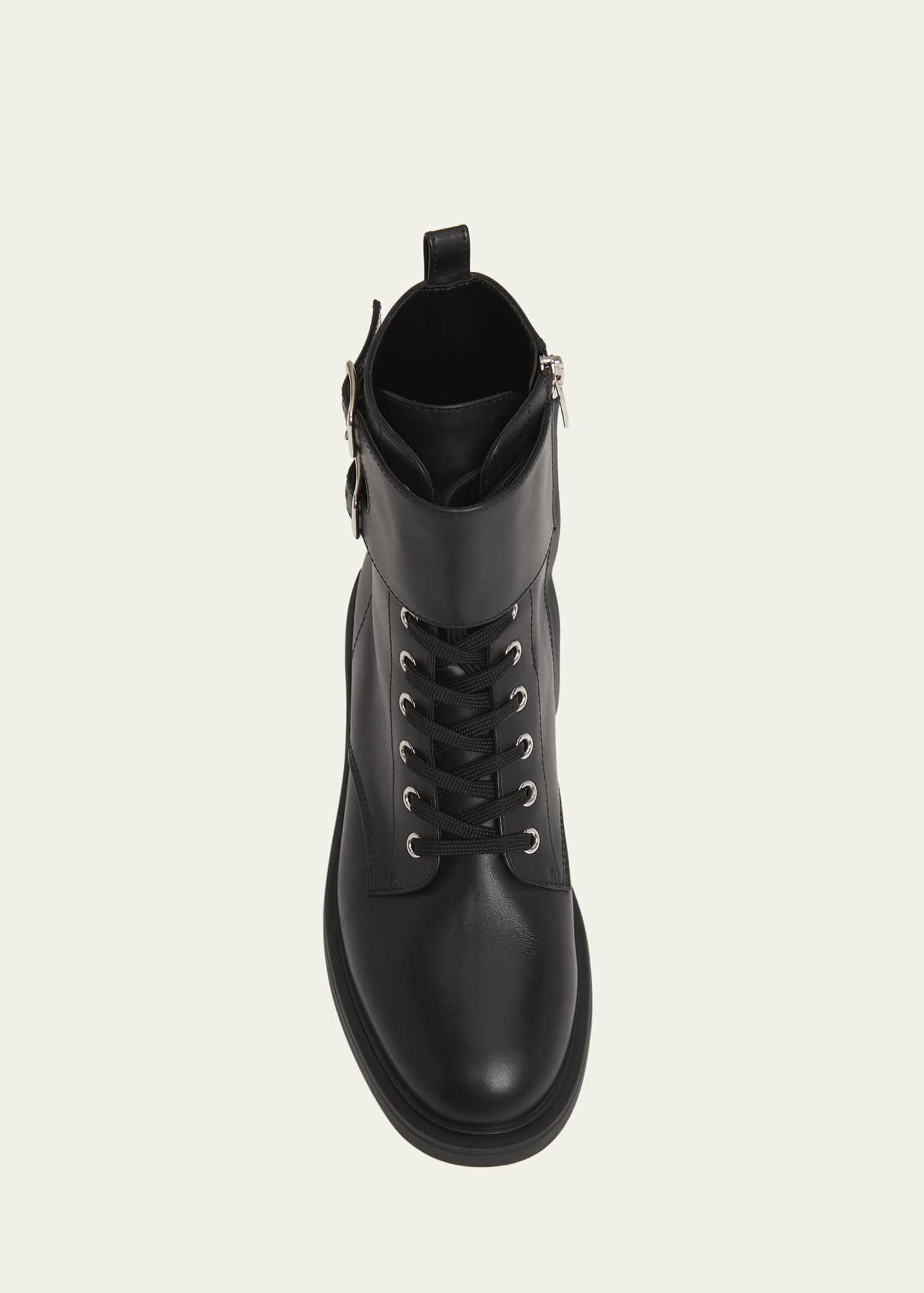 Gianvito Rossi Leather Buckle Cuff Combat Booties Image 4 of 4