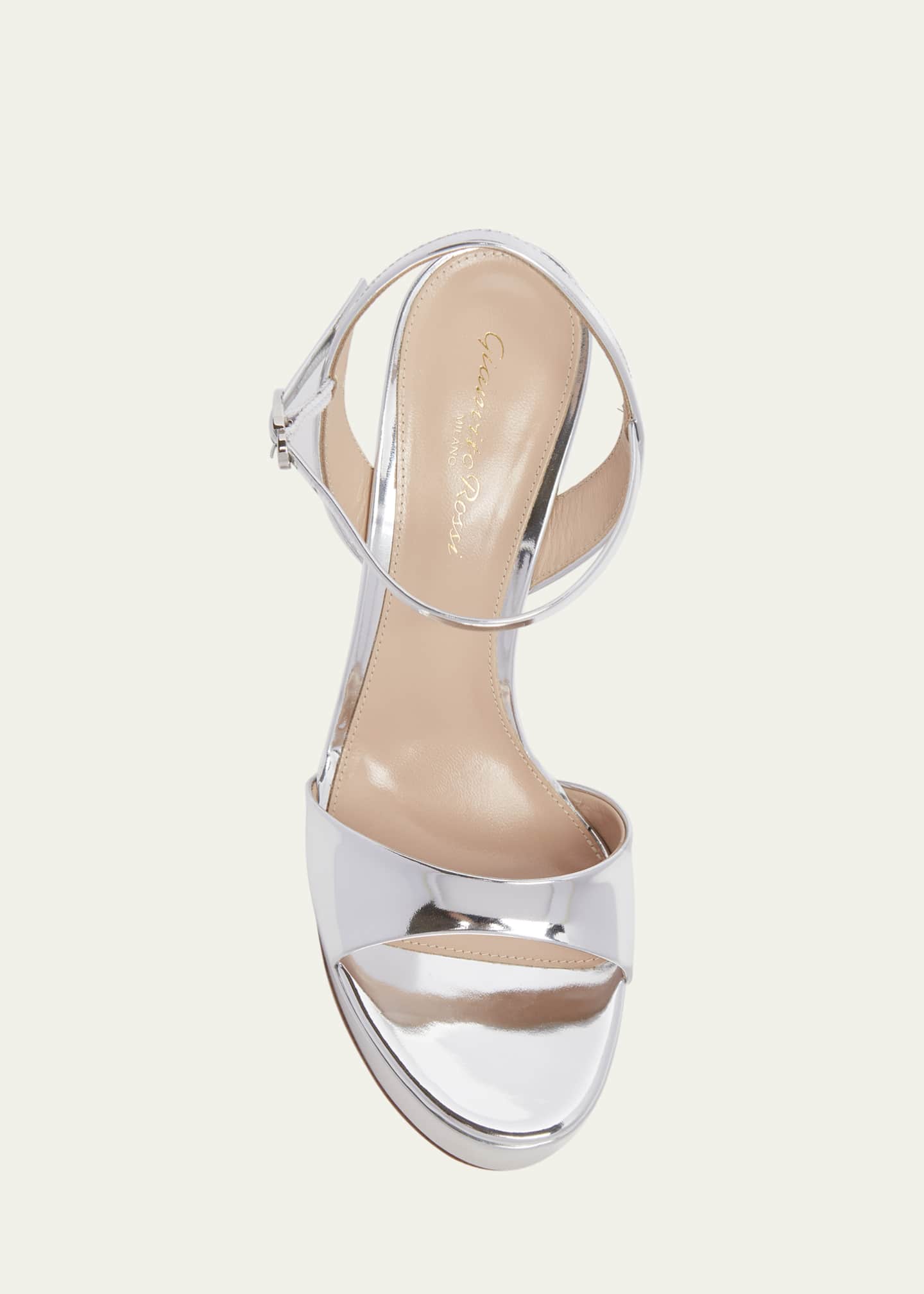 Gianvito Rossi Metallic Ankle-Strap Platform Sandals Image 4 of 4