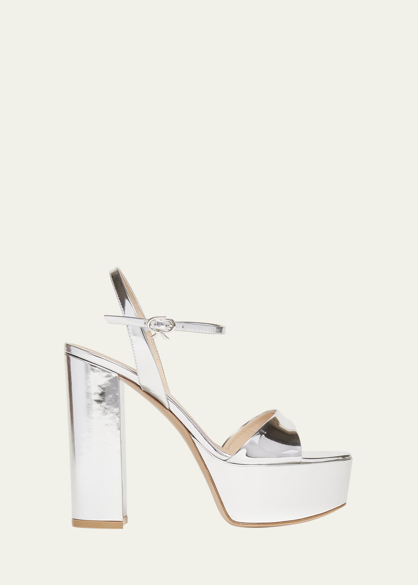 Gianvito Rossi Metallic Ankle-Strap Platform Sandals Image 1 of 4