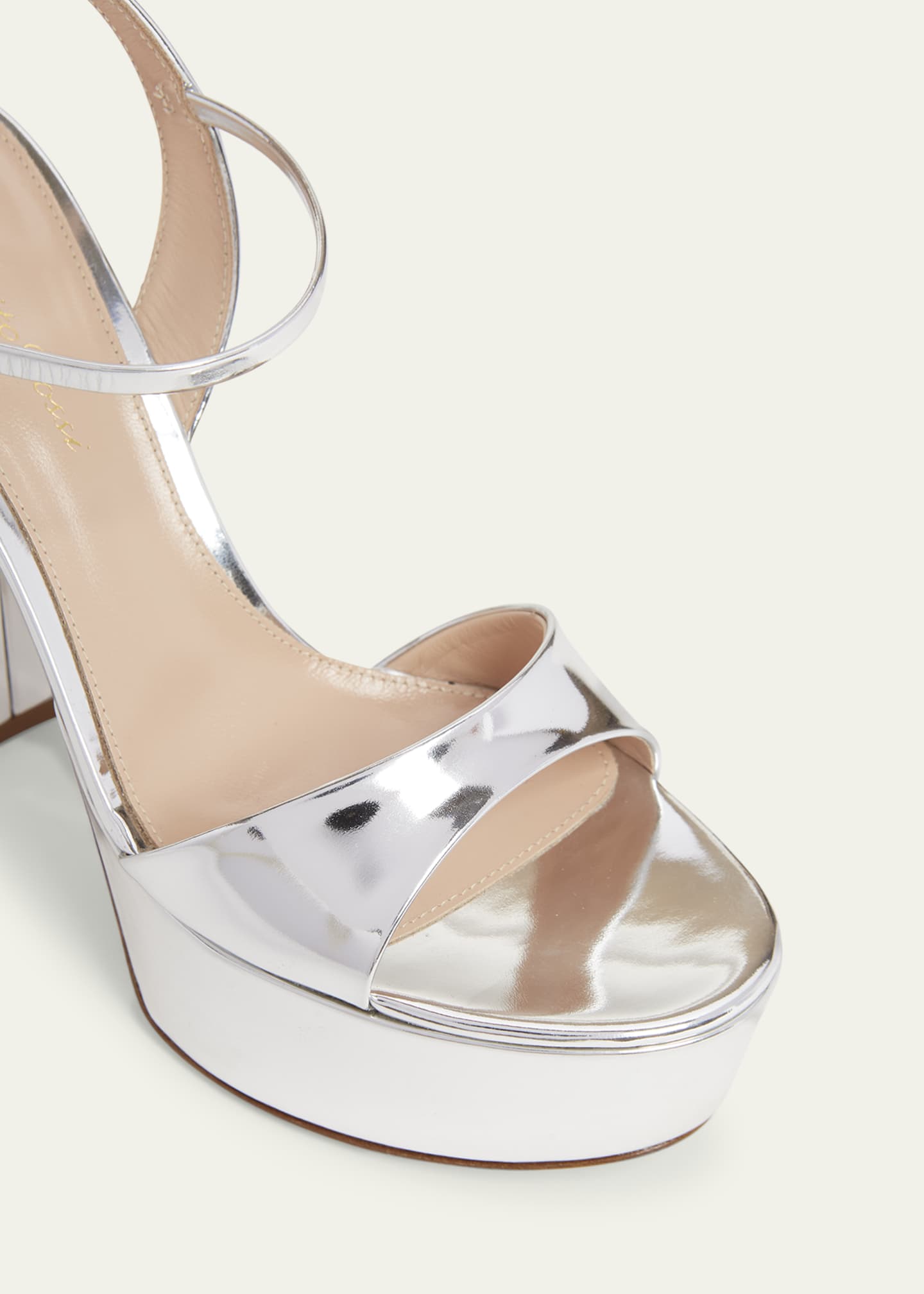 Gianvito Rossi Metallic Ankle-Strap Platform Sandals Image 3 of 4