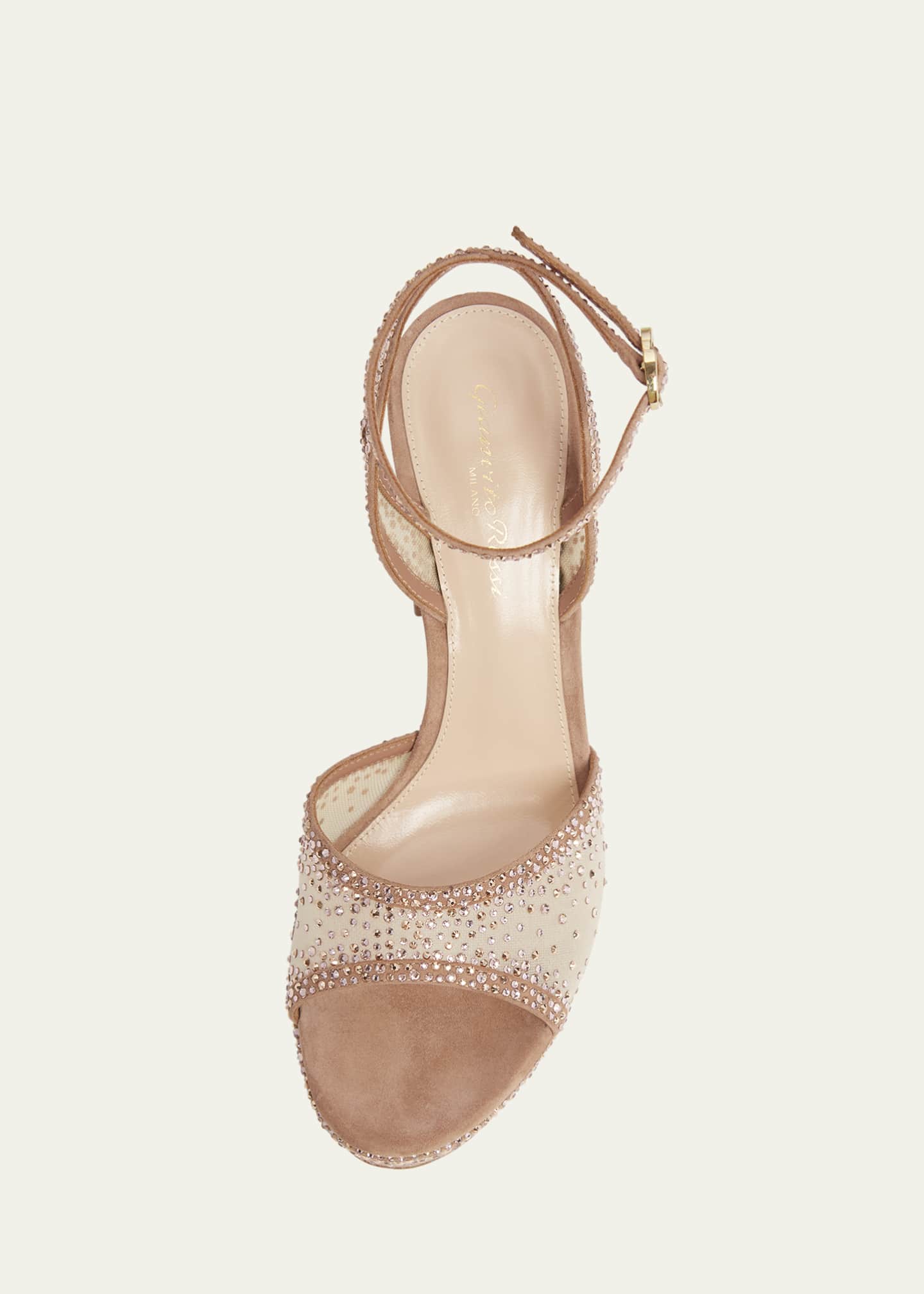 Gianvito Rossi Strass Organza Ankle-Strap Platform Sandals Image 4 of 4