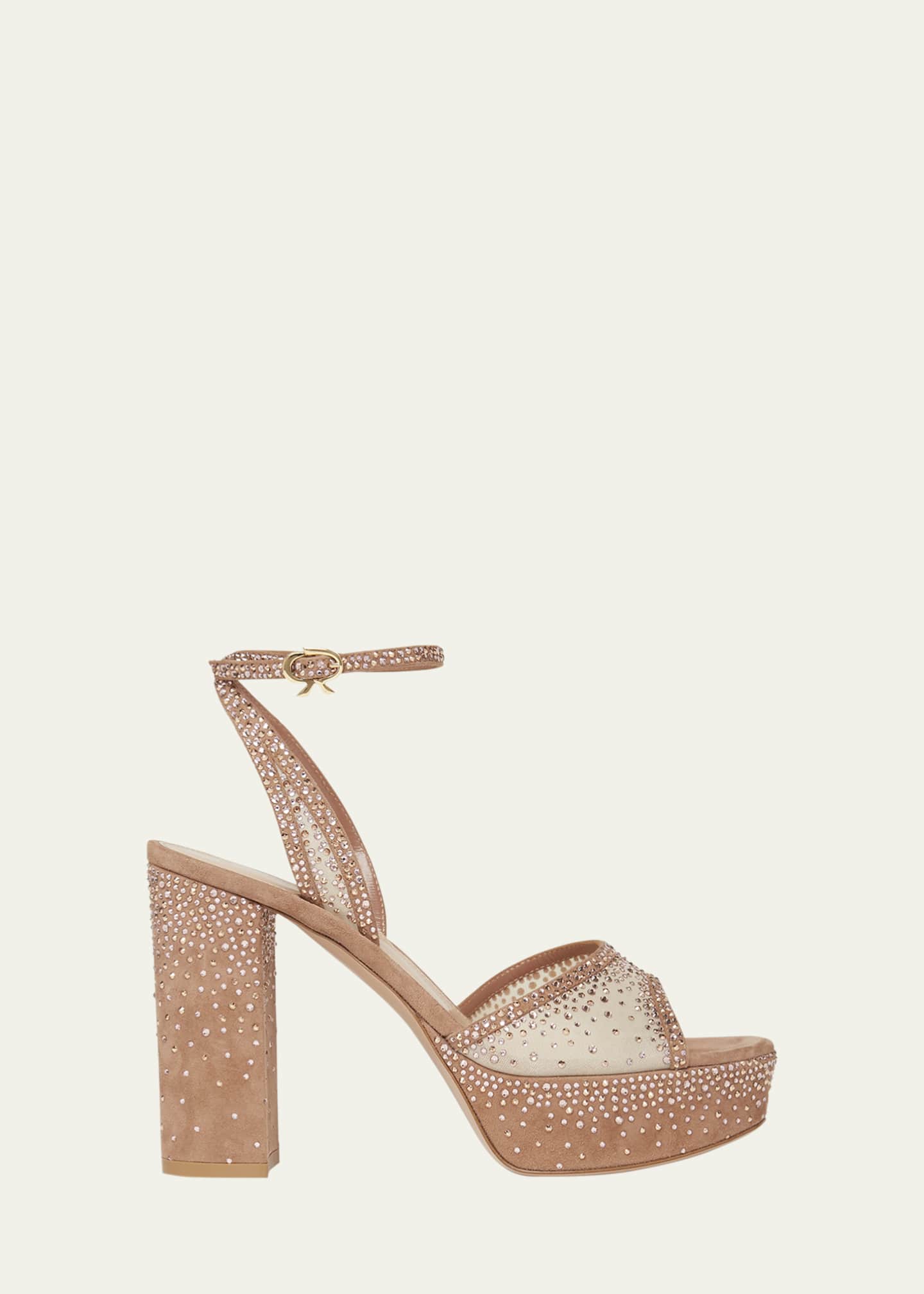 Gianvito Rossi Strass Organza Ankle-Strap Platform Sandals Image 1 of 4