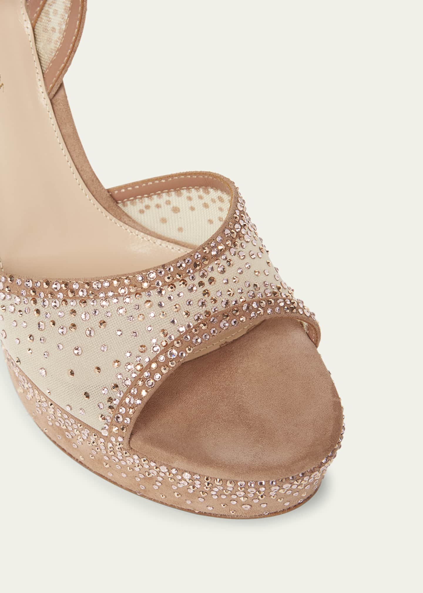 Gianvito Rossi Strass Organza Ankle-Strap Platform Sandals Image 3 of 4
